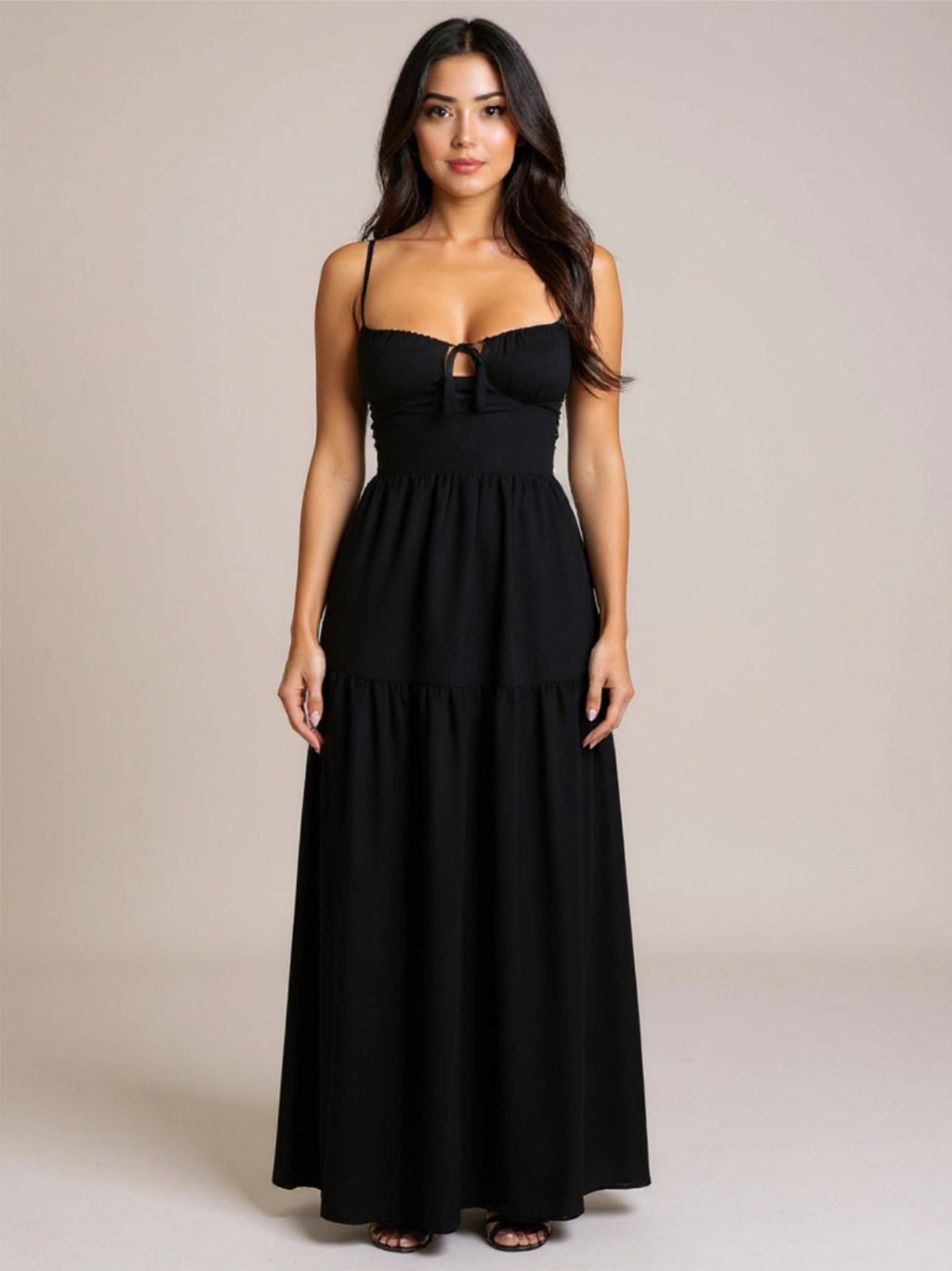 A-Line Tie Waist Maxi Dress