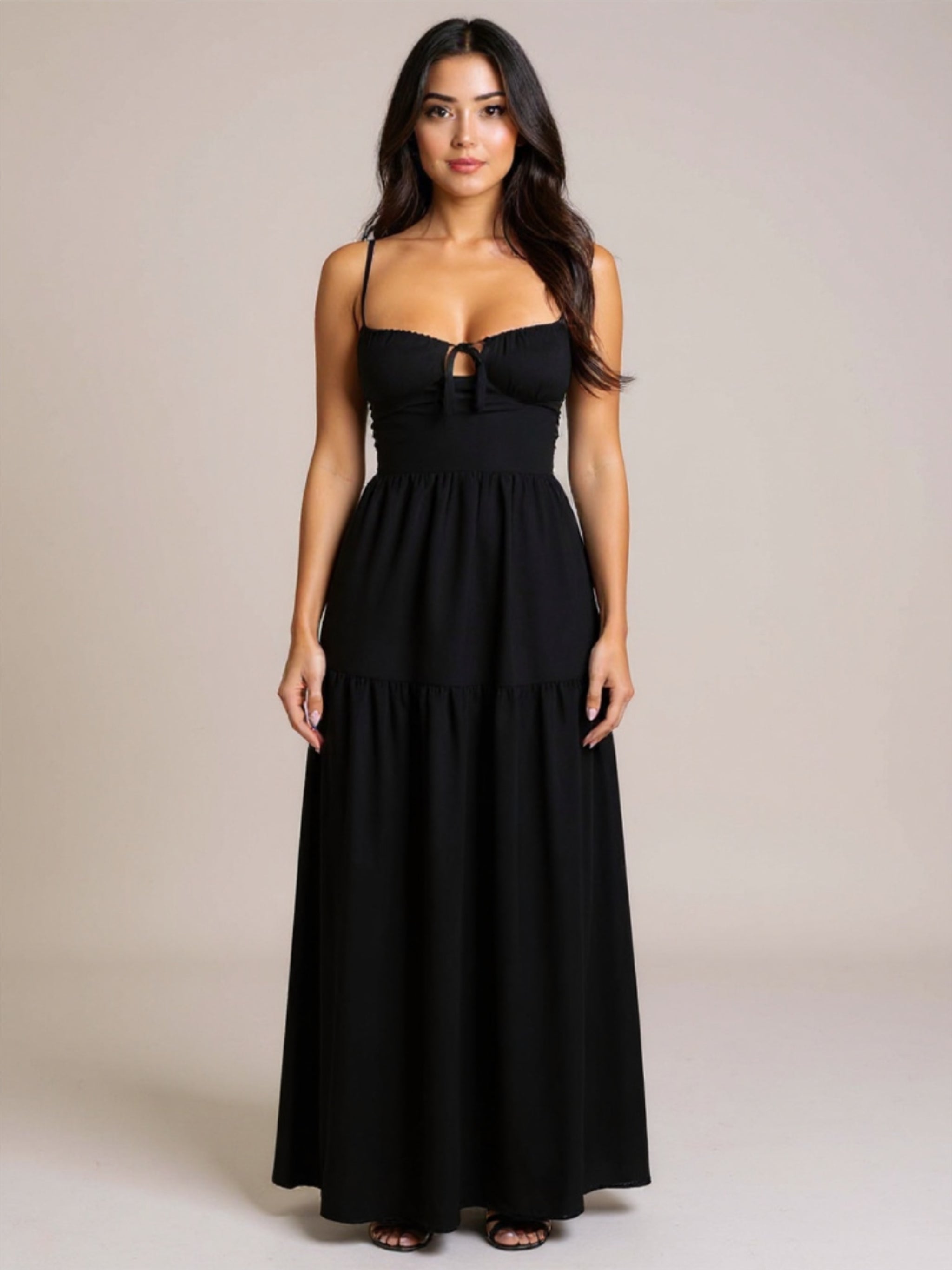 A-Line Tie Waist Maxi Dress
