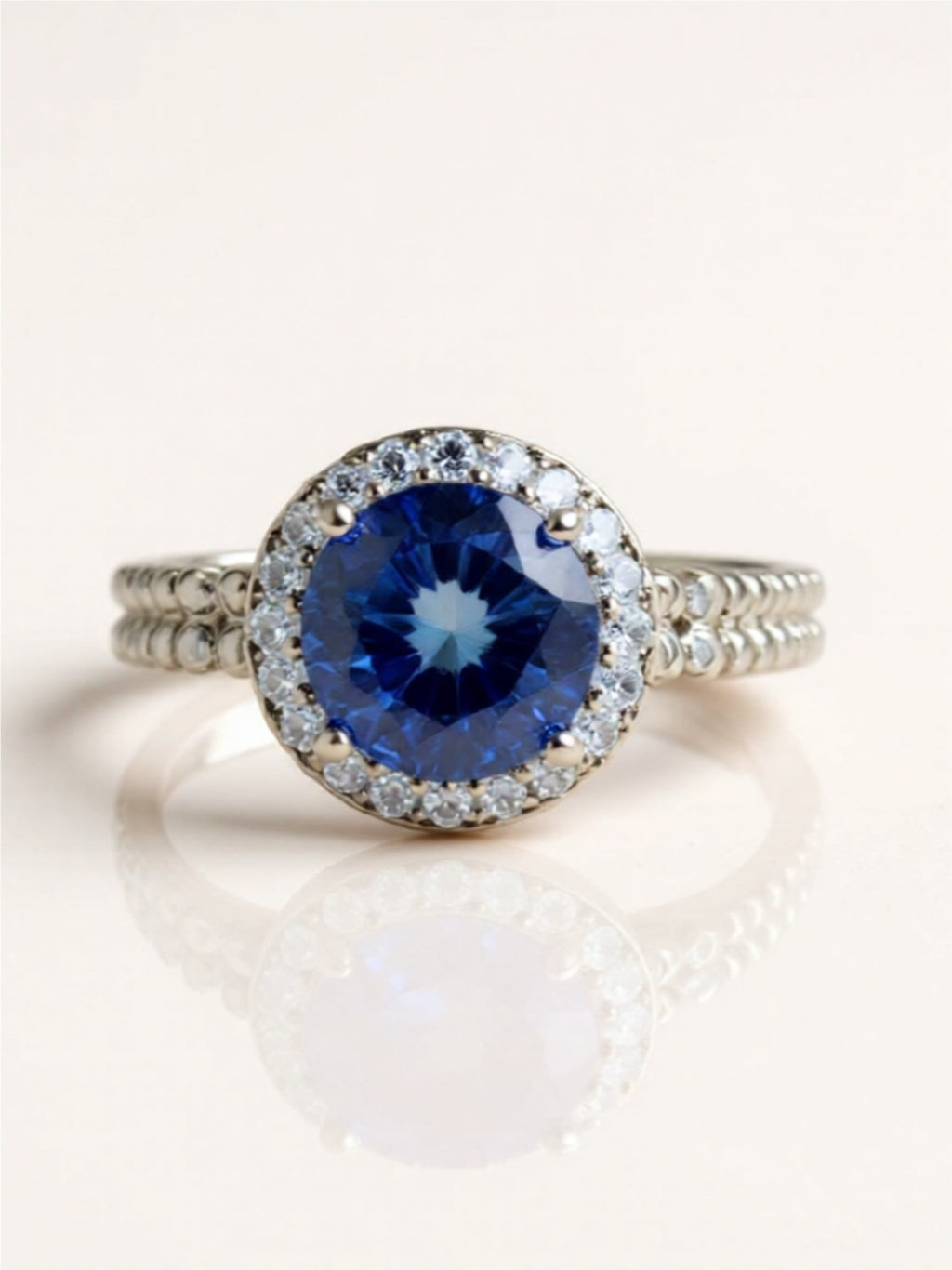 2 Carat Blue Moissanite 925 Sterling Silver Ring