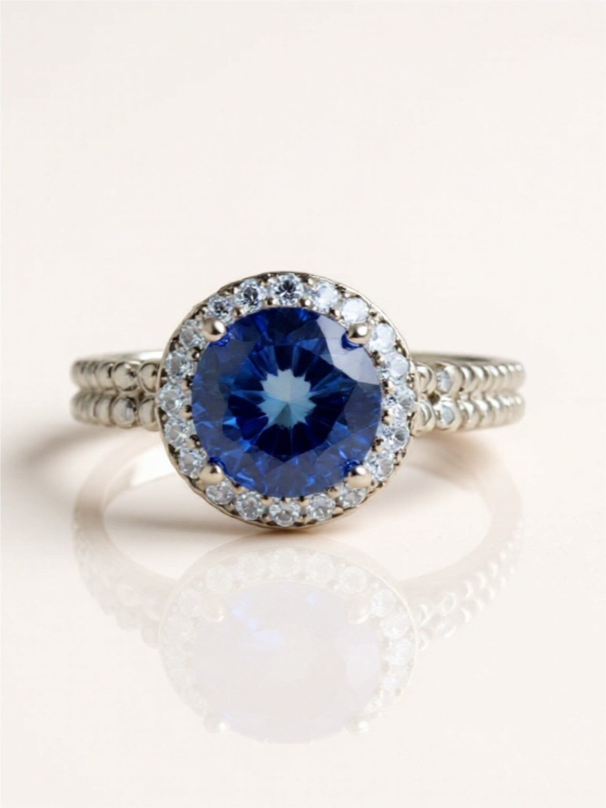 2 Carat Blue Moissanite 925 Sterling Silver Ring