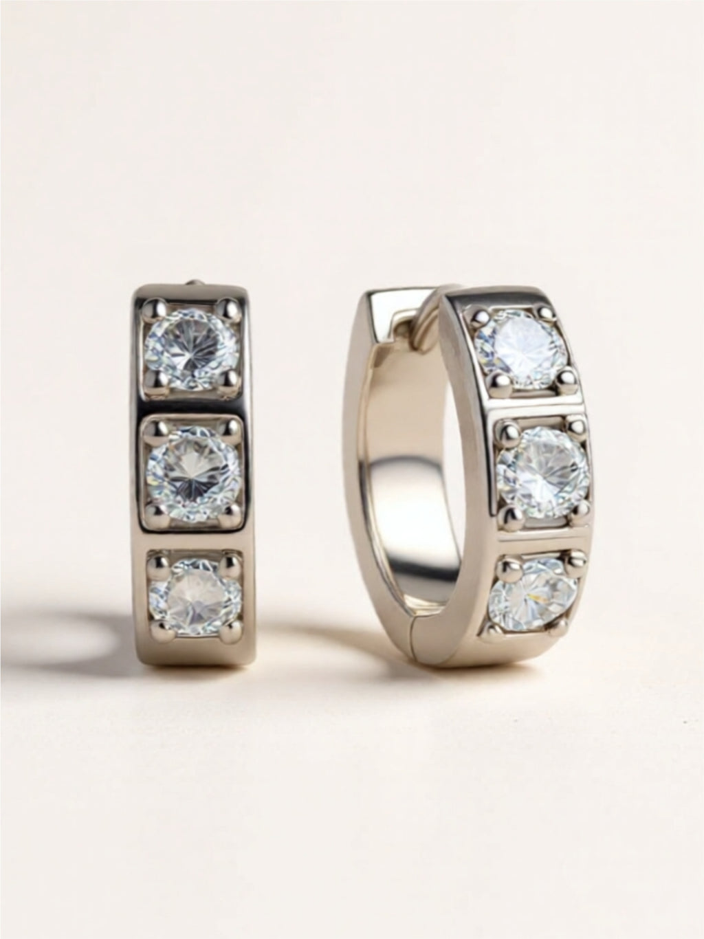 Inlaid Moissanite Huggie Earrings 925 Sterling Silver