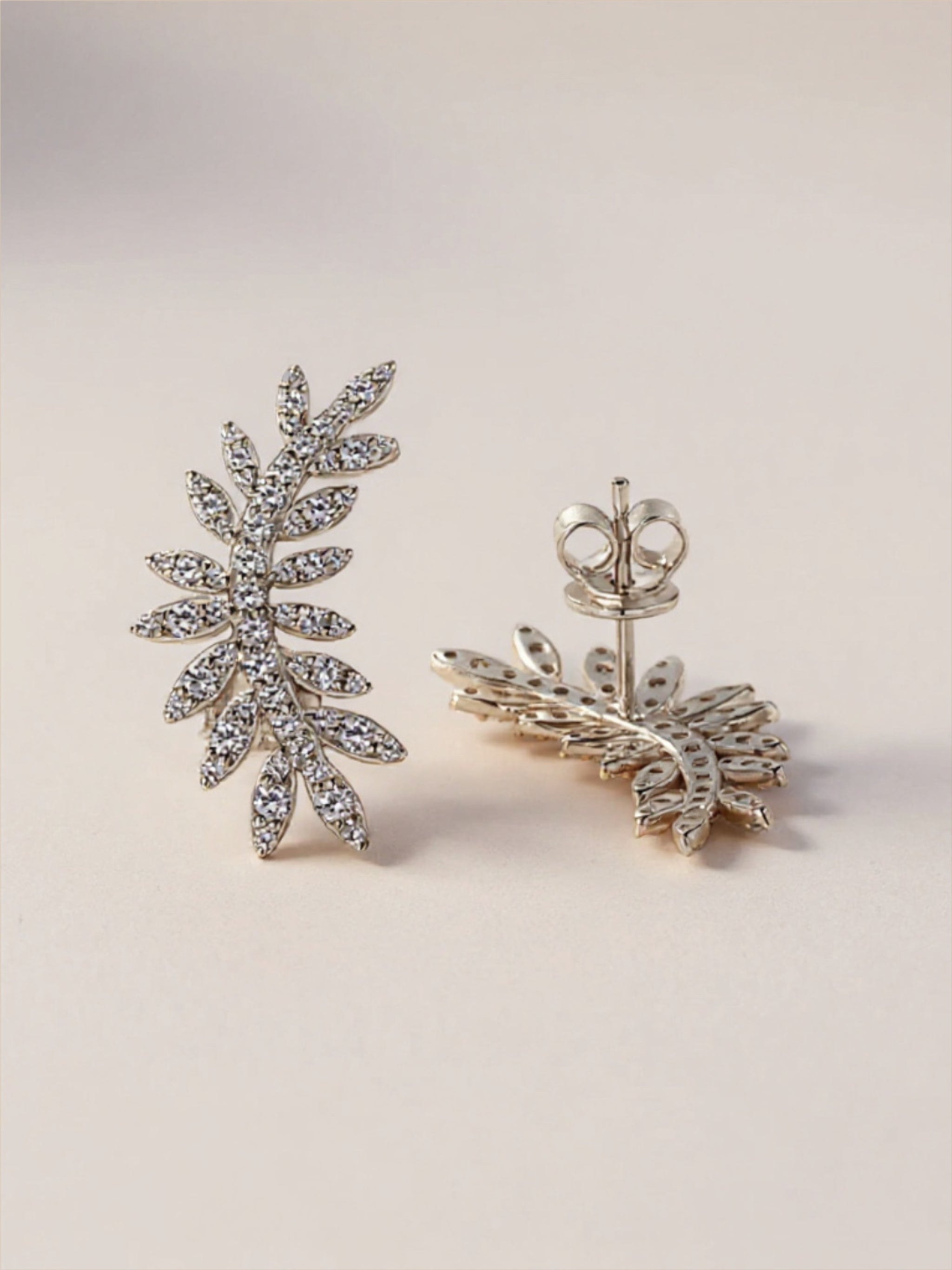 Moissanite 925 Sterling Silver Leaf Shape Stud Earrings