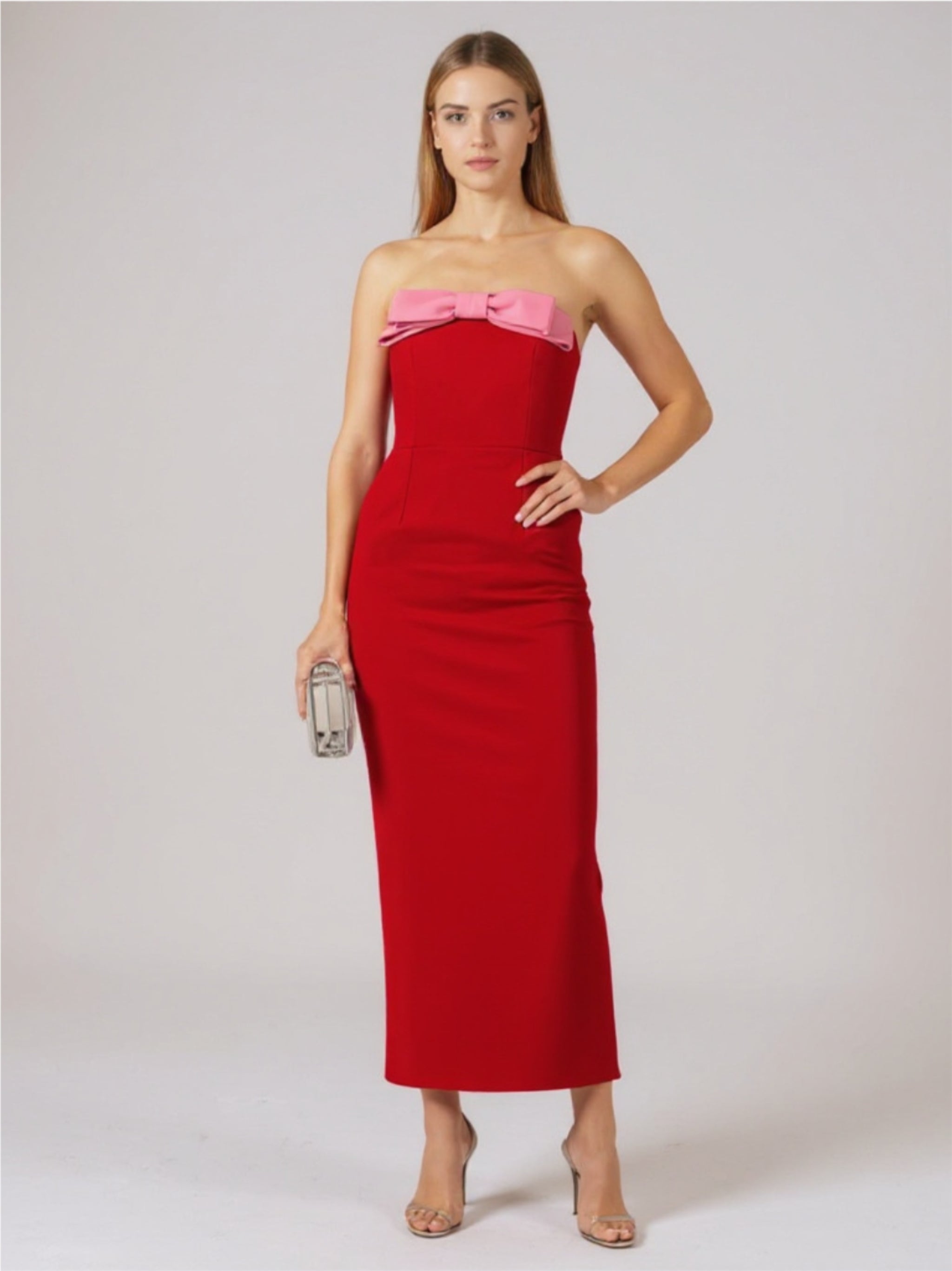 Strapless Maxi Dress with Bow Accent