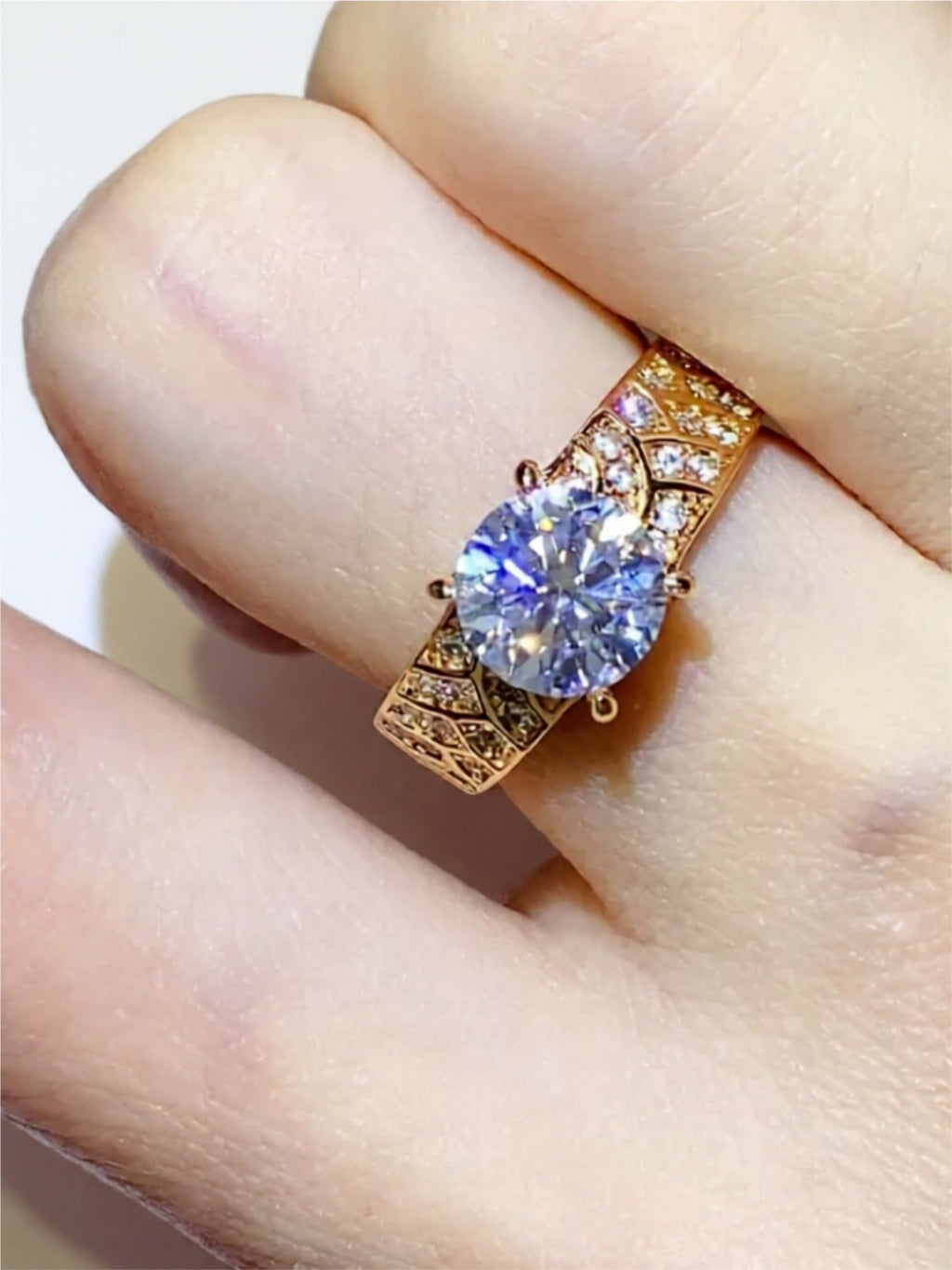 1.5 Carat Gold Vermeil Moissanite Ring