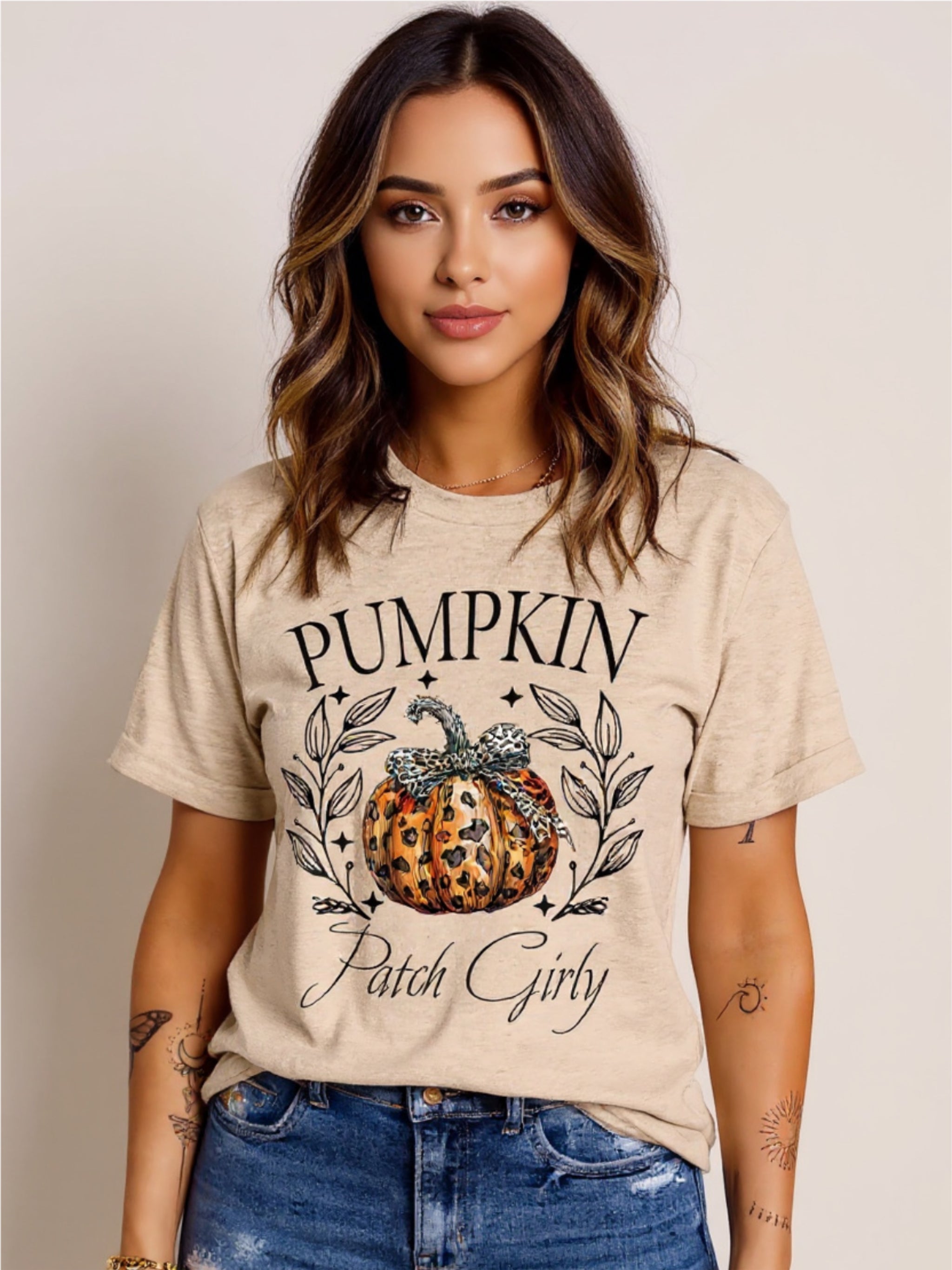 Pumpkin Graphic Round Neck Short Sleeve T-Shirt