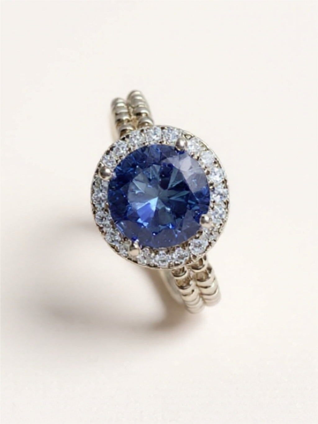 2 Carat Blue Moissanite 925 Sterling Silver Ring
