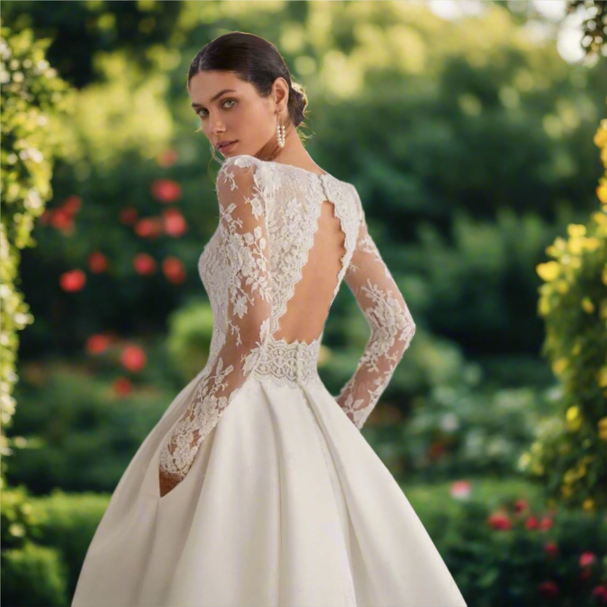 A Line Long Sleeve Bridal Gown