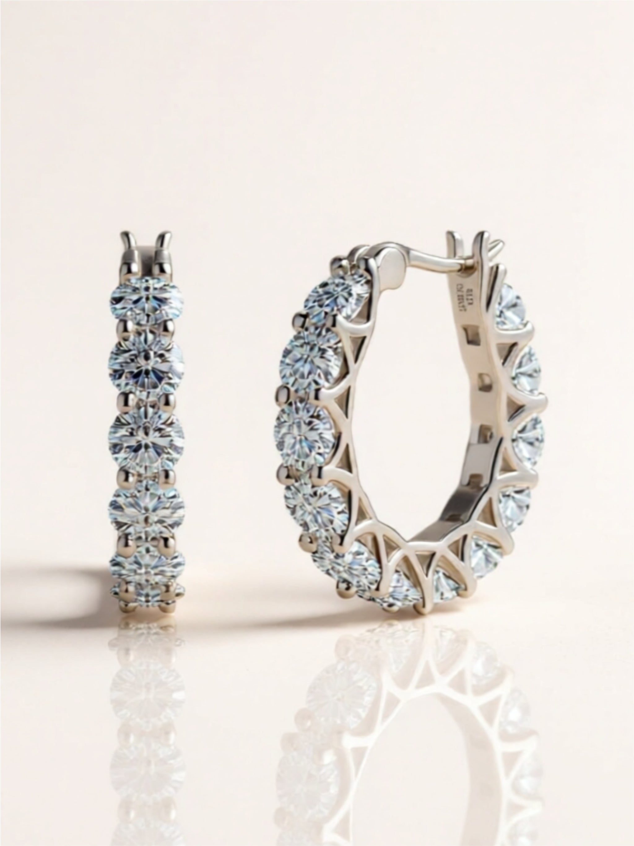 7.2-Carat Moissanite Hoop Earrings in Platinum & 18K Gold-Plated Sterling Silver