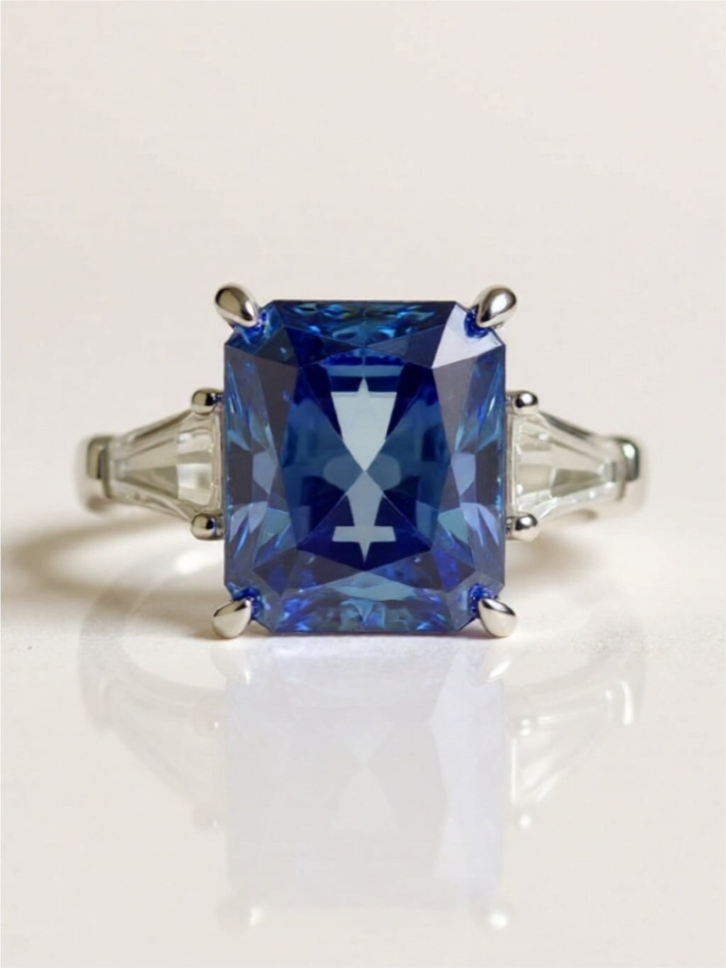 5 Carat Blue Moissanite 925 Sterling Silver Ring