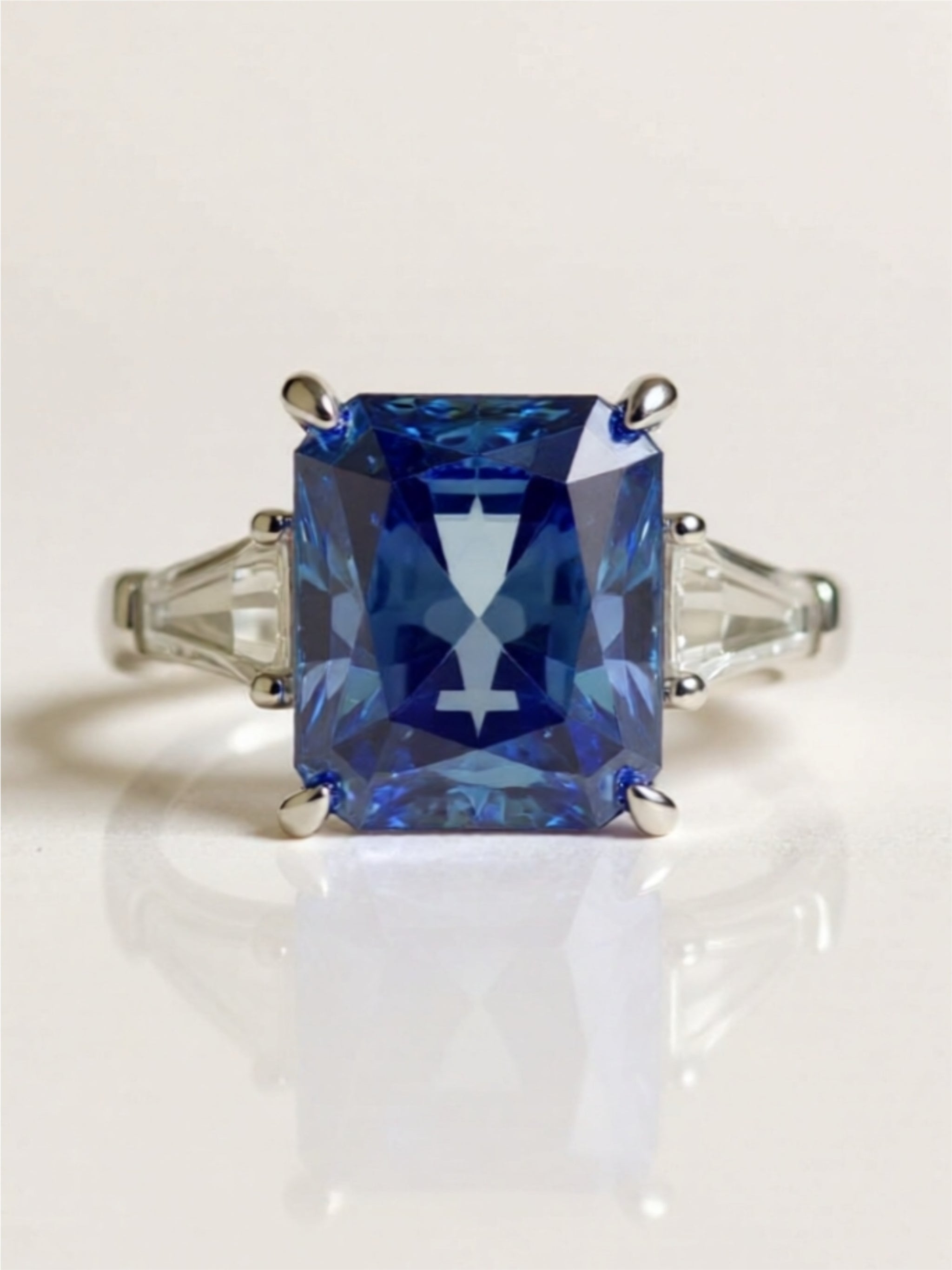 5 Carat Blue Moissanite 925 Sterling Silver Ring