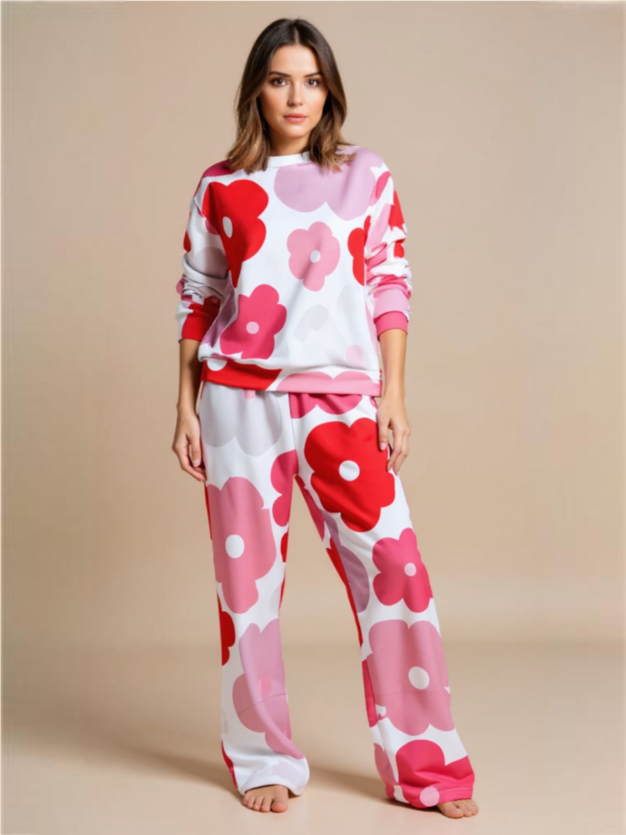 Flower Long Sleeve Top & Pants Lounge Set