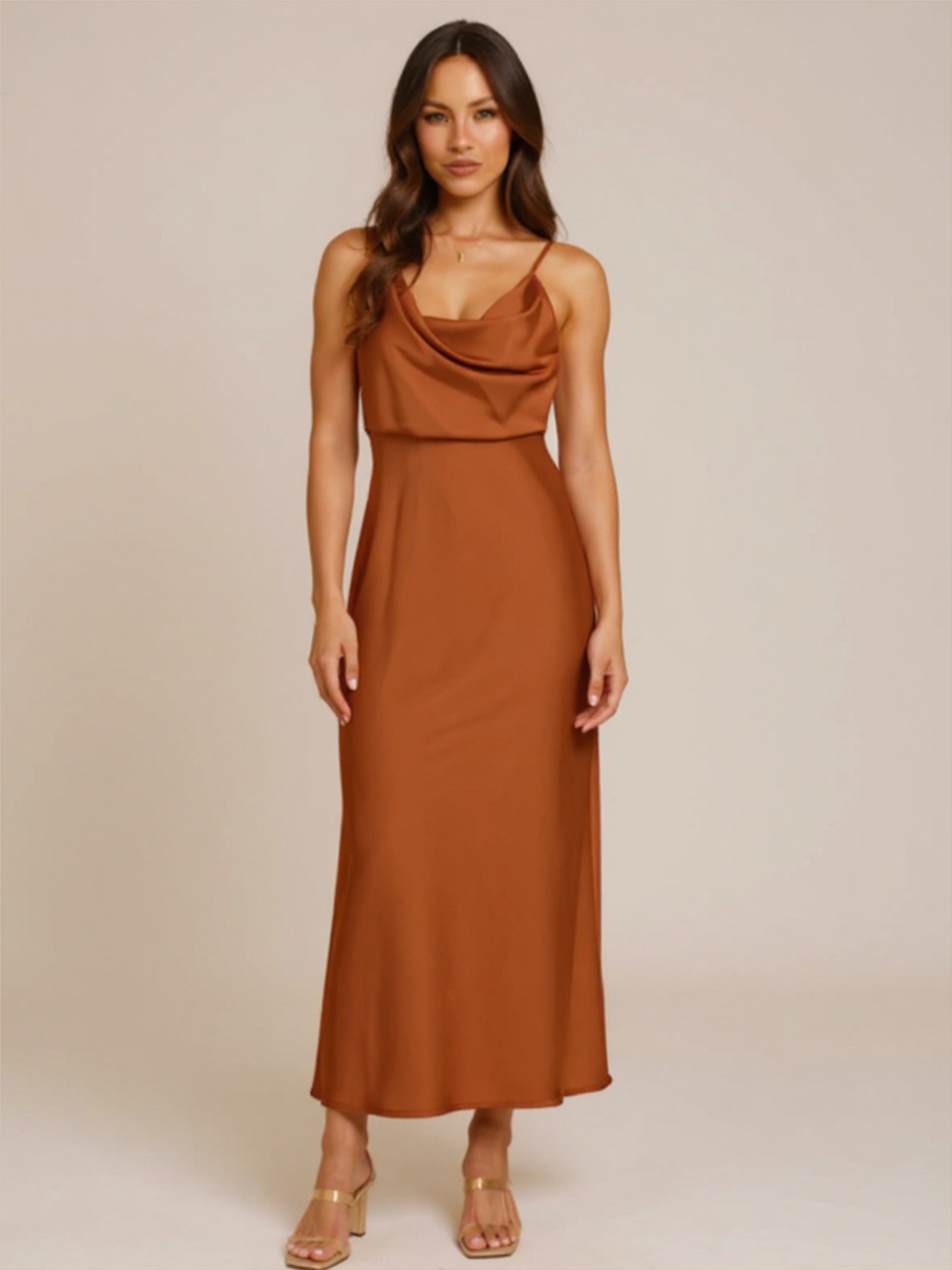 Satin Scoop Neck Dress