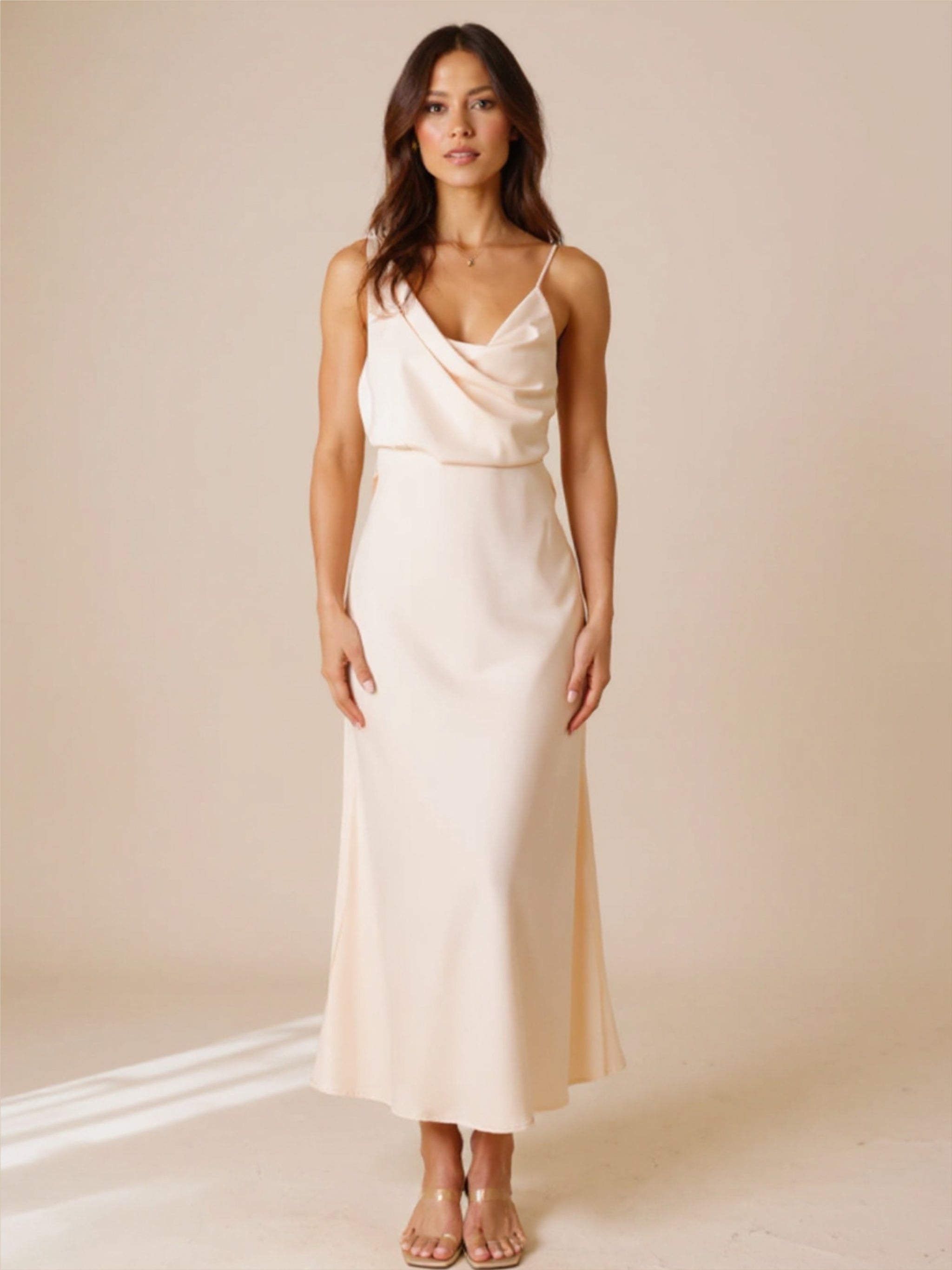 Satin Scoop Neck Dress