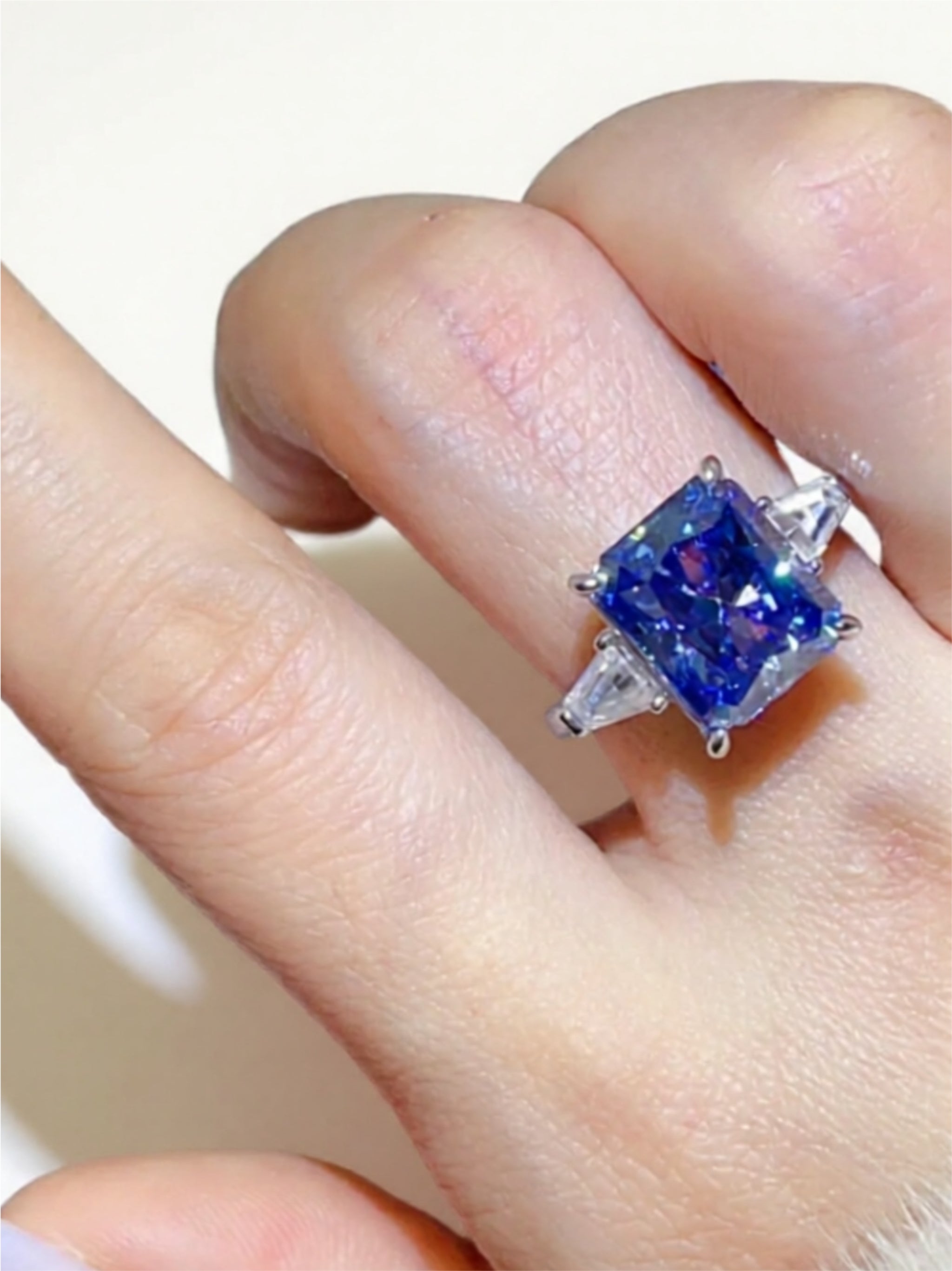 5 Carat Blue Moissanite 925 Sterling Silver Ring