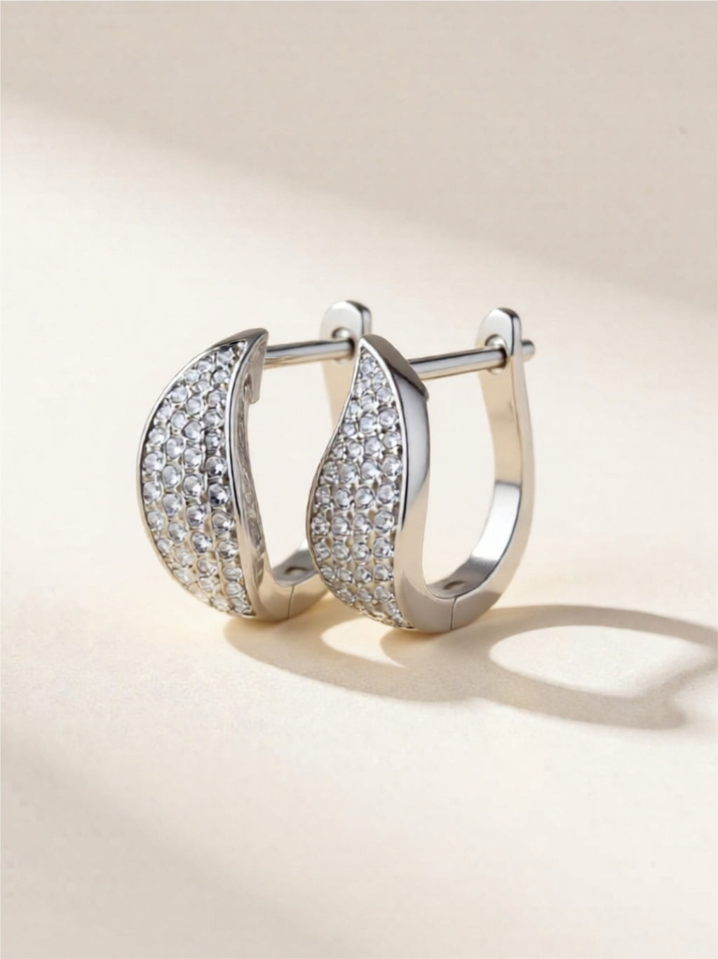 Moissanite 925 Sterling Silver Leaf Huggie Earrings