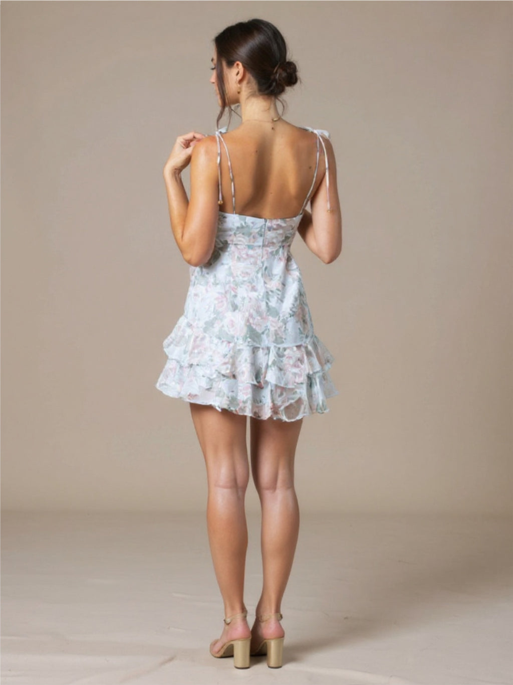 Floral Mini Dress with Sweetheart Neck
