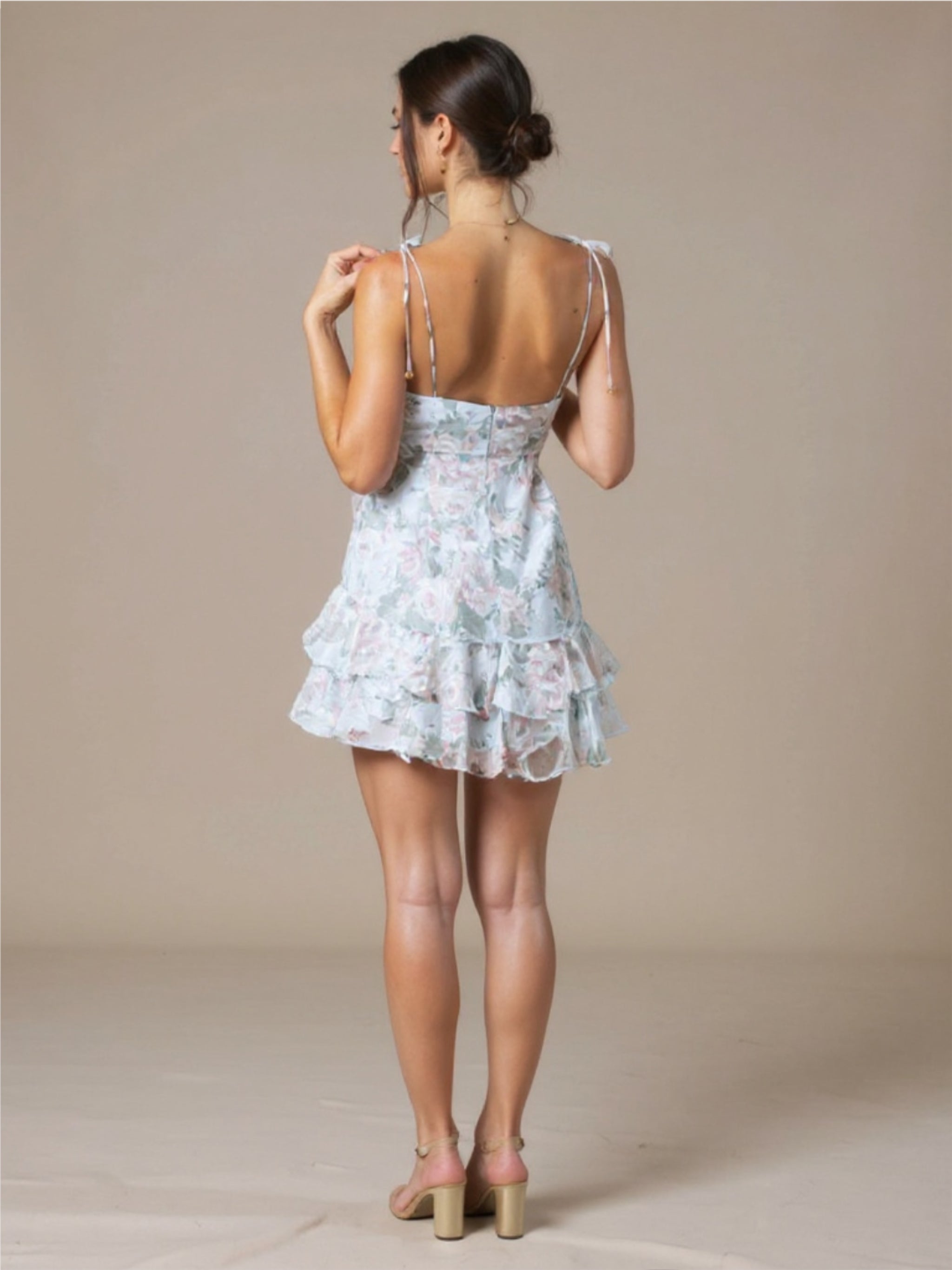 Floral Mini Dress with Sweetheart Neck