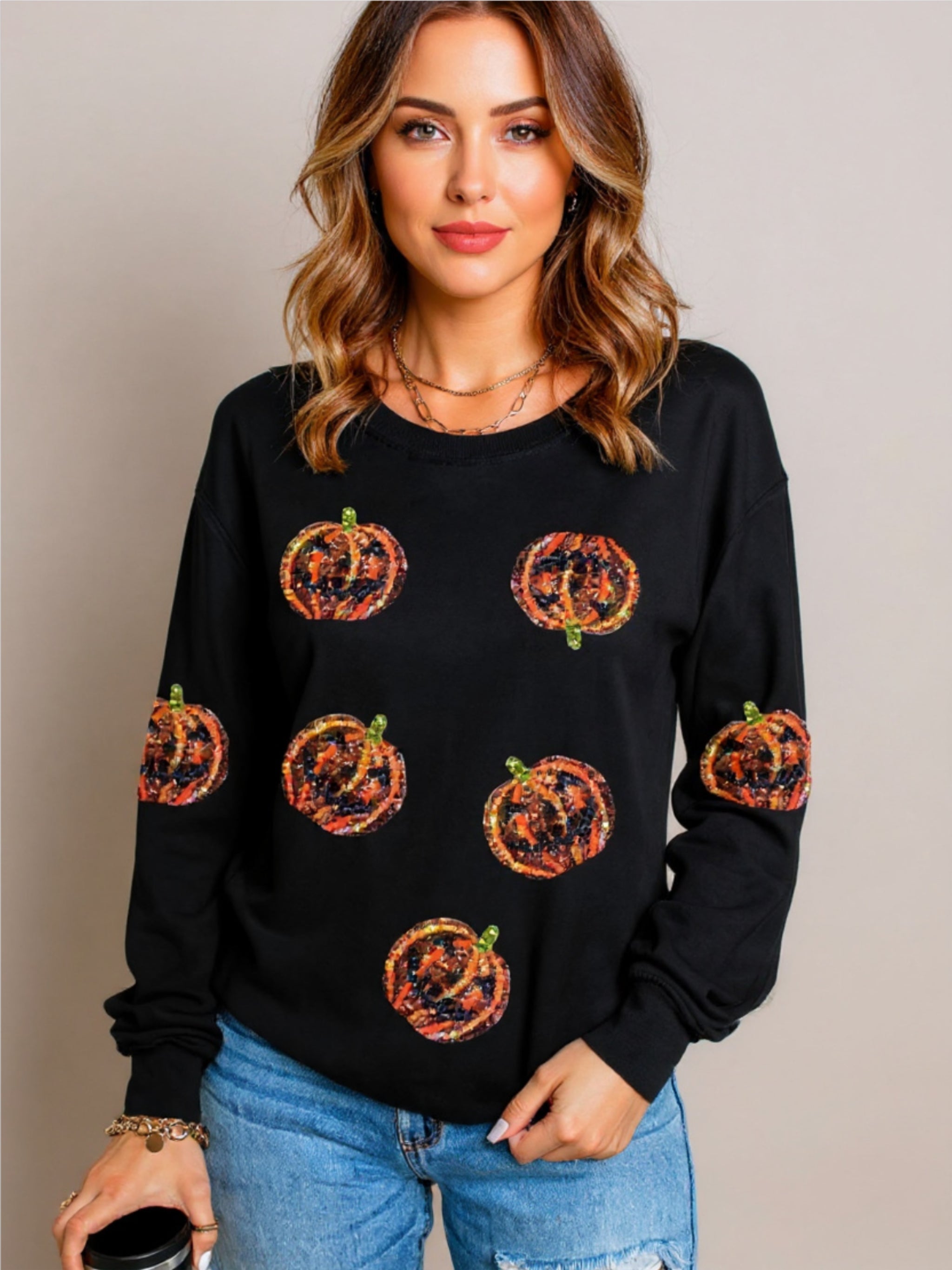 Pumpkin Dropped Shoulder Sweatshirt