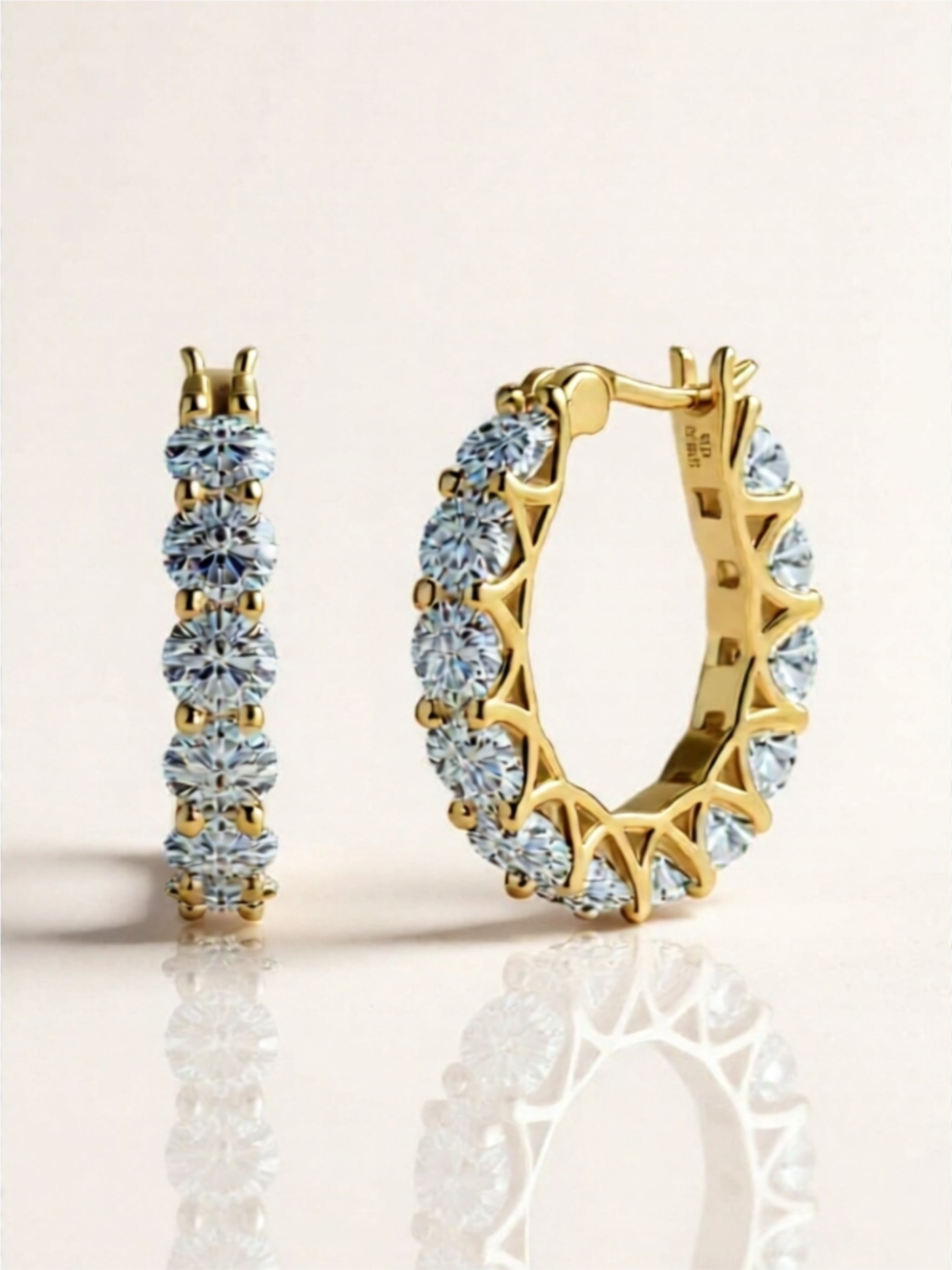 7.2-Carat Moissanite Hoop Earrings in Platinum & 18K Gold-Plated Sterling Silver