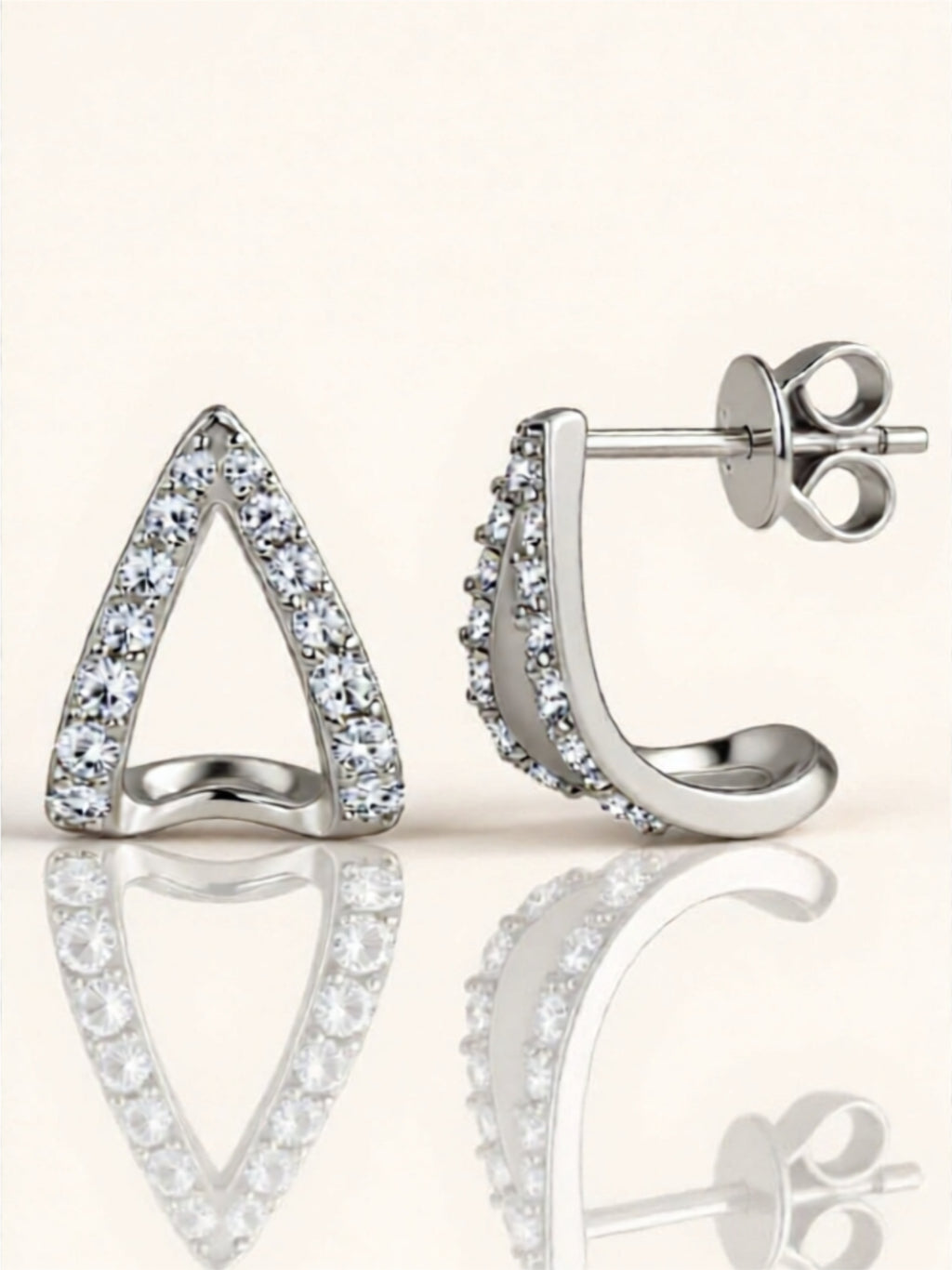 Minimalist Triangle Moissanite Stud Earrings – 18K Gold & Platinum 925 Sterling Silver