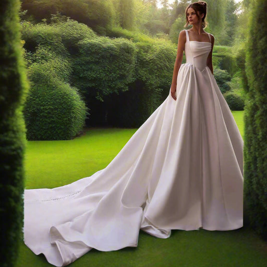 A-Line Bridal Sweep Train Bridal Gown