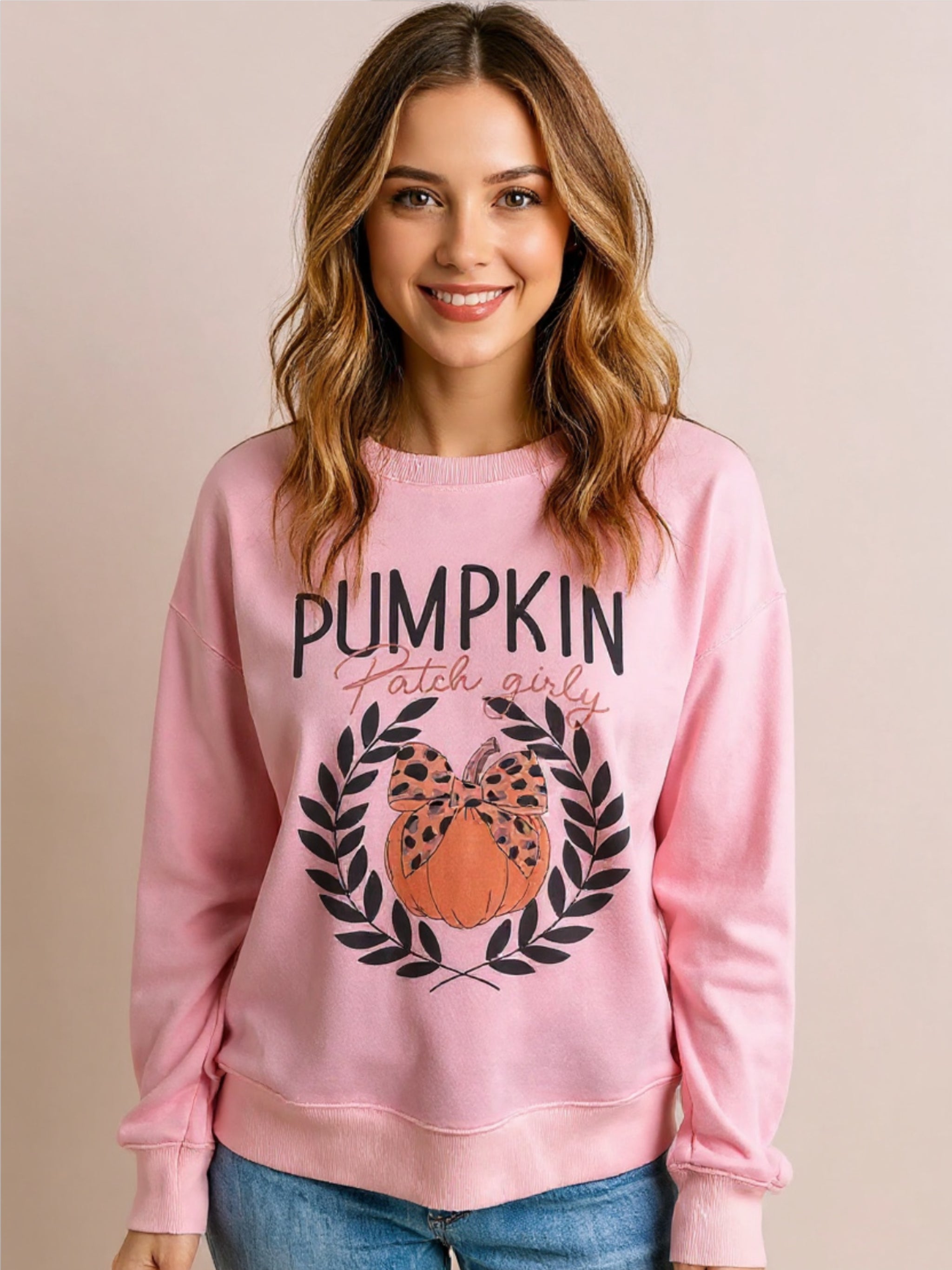 Pumpkin Round Neck Sweatshirt
