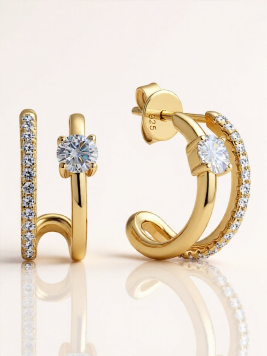 Moissanite 925 Sterling Silver C-Hoop Earrings