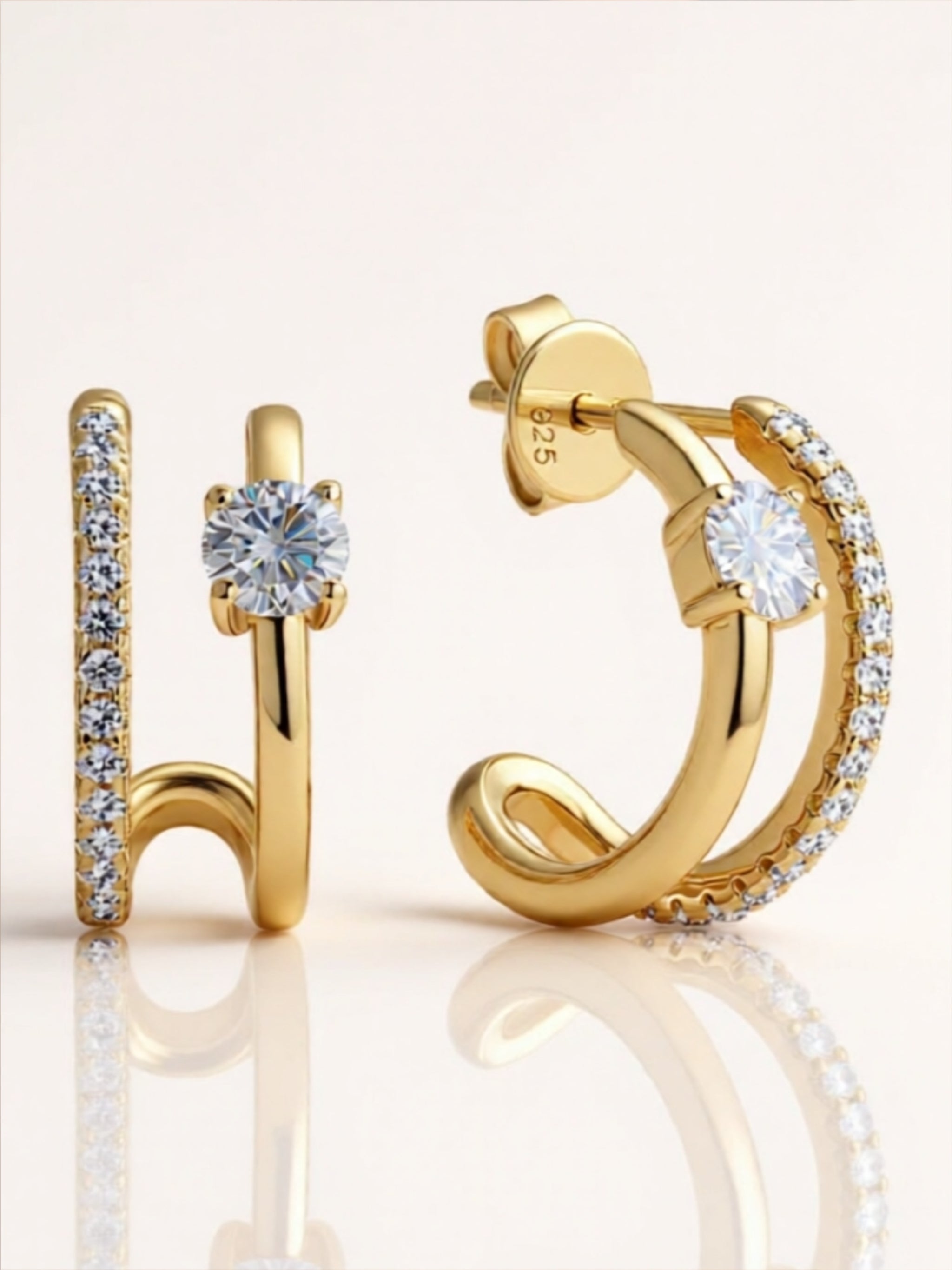 Moissanite 925 Sterling Silver C-Hoop Earrings