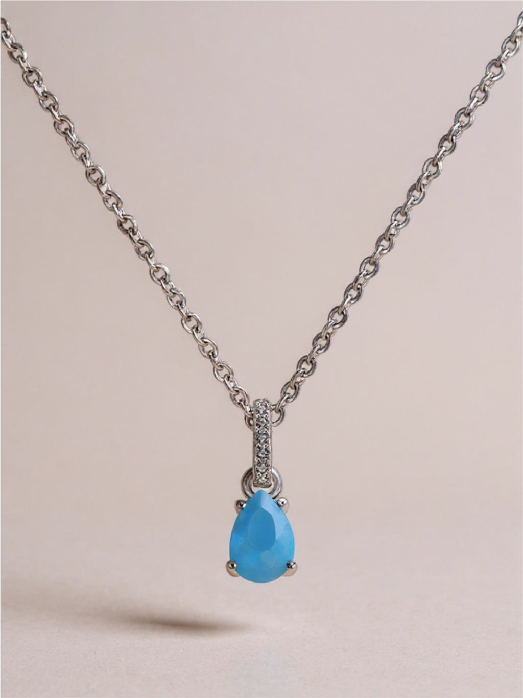Teardrop Turquoise 925 Sterling Silver Pendant Necklace