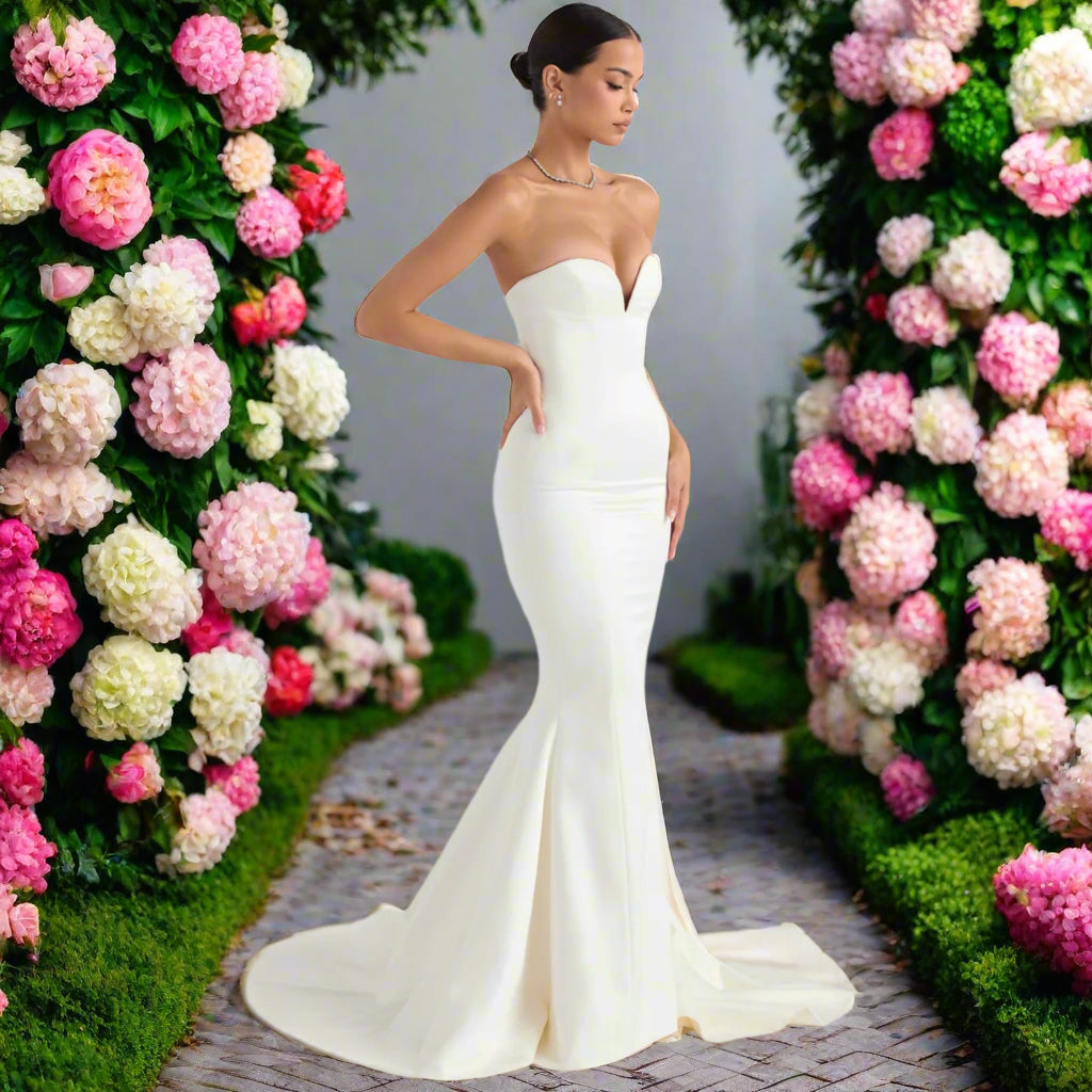 Sweetheart Wedding Dresses Mermaid with Sweep Train
