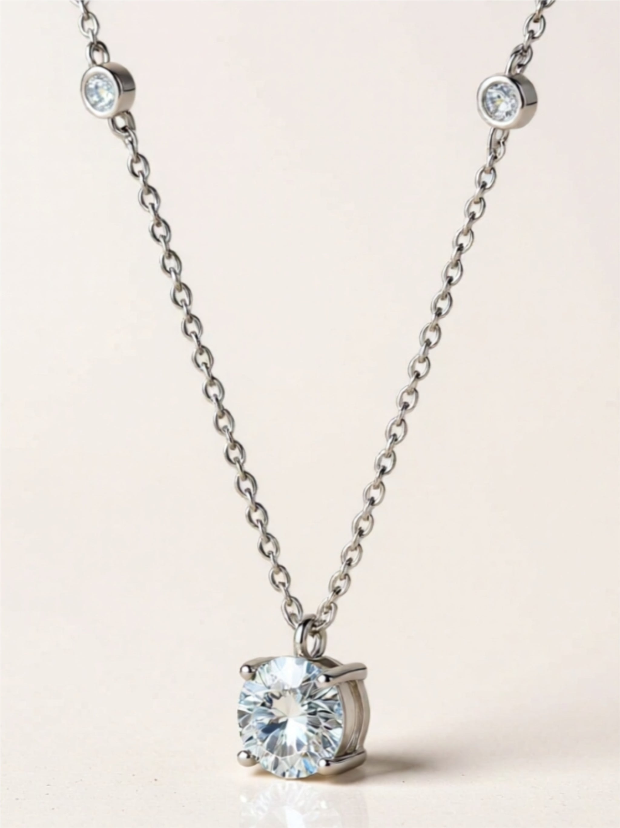 Sterling Silver Necklace with 2-Carat Moissanite & CZ Accents