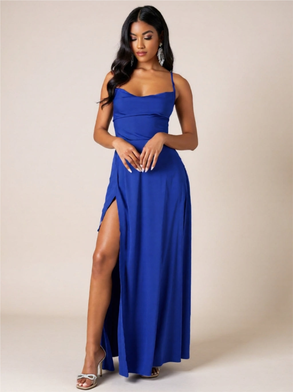 Sexy Spaghetti Strap Maxi Dress – High Slit Evening Gown