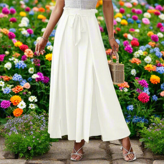 Tied Slit Wide Leg Pants