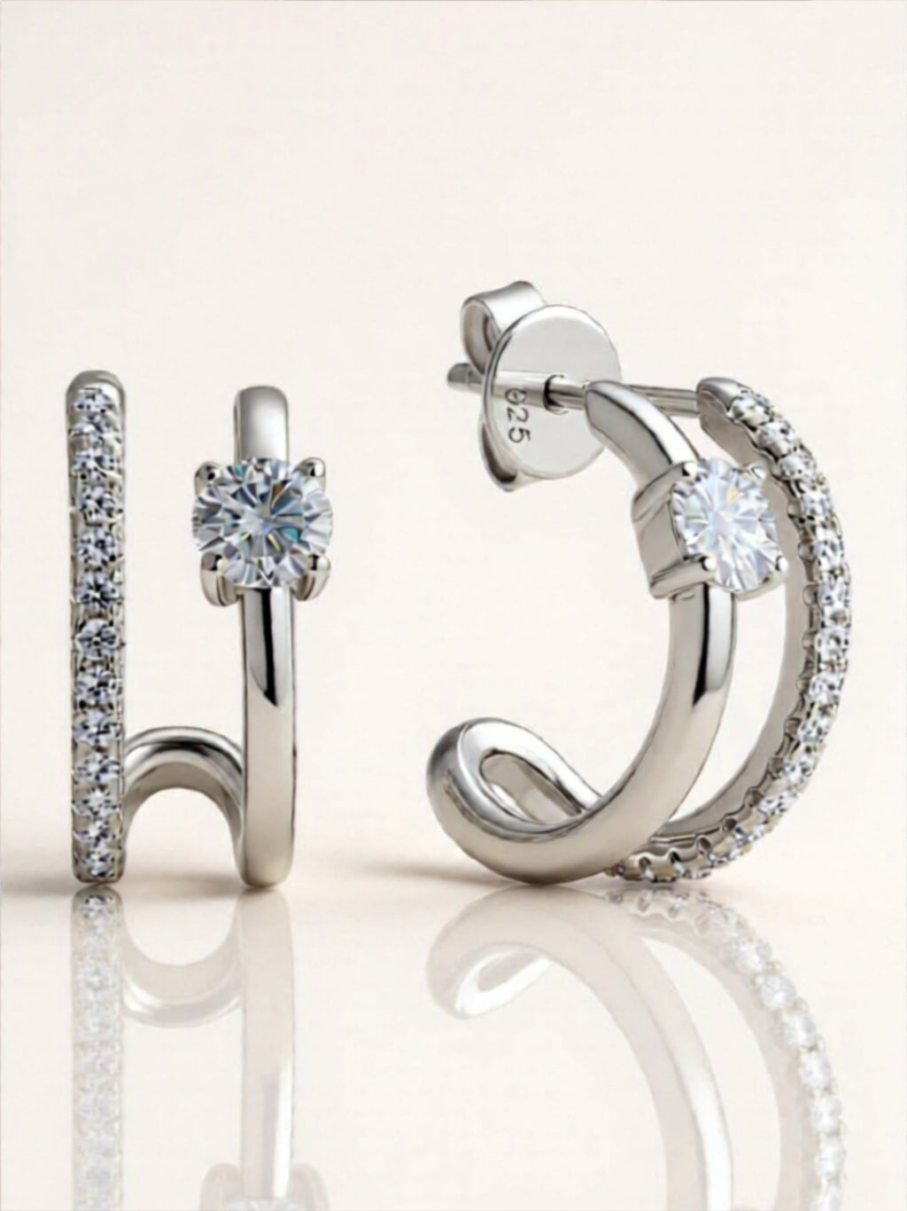 Moissanite 925 Sterling Silver C-Hoop Earrings