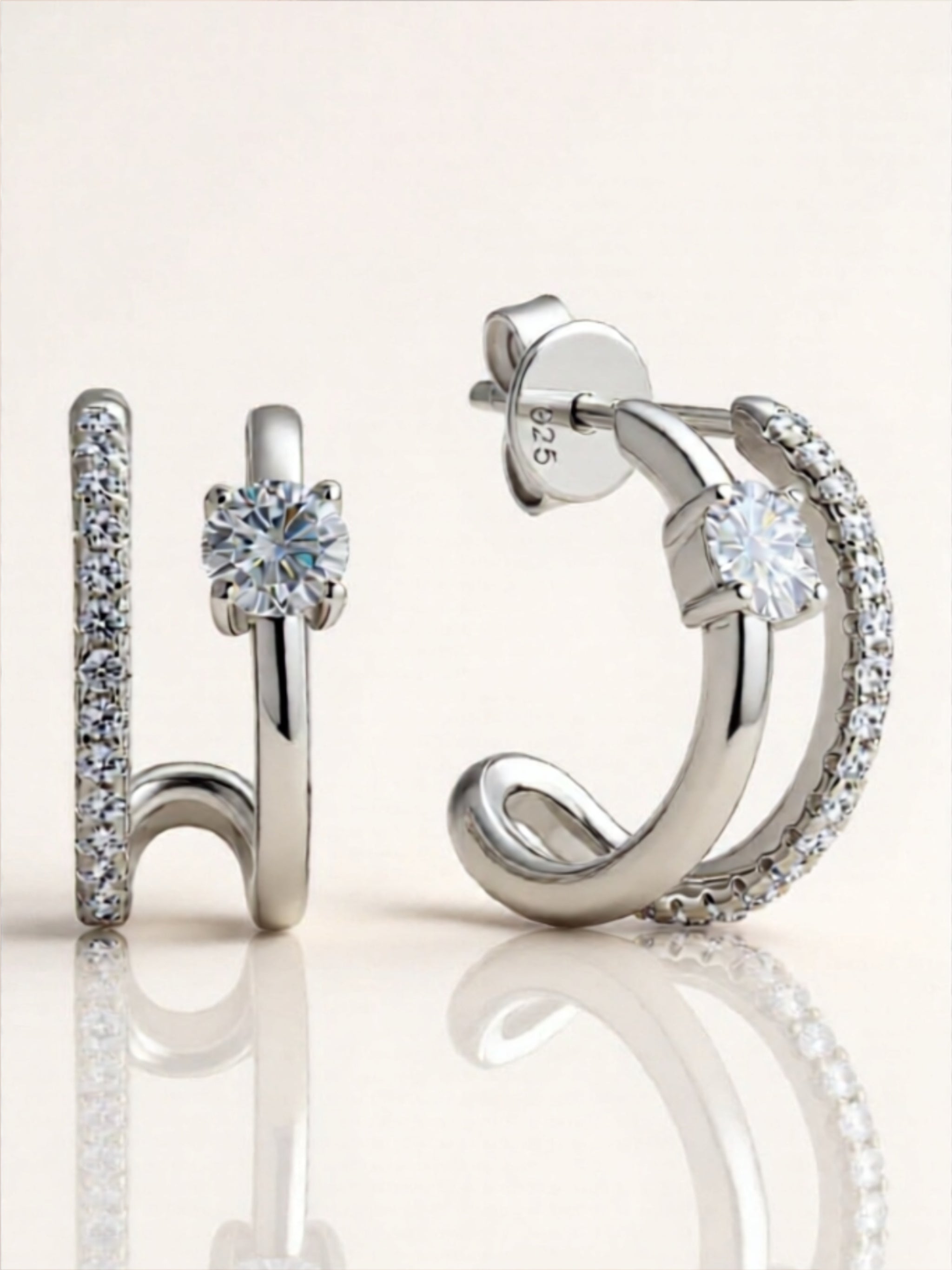 Moissanite 925 Sterling Silver C-Hoop Earrings