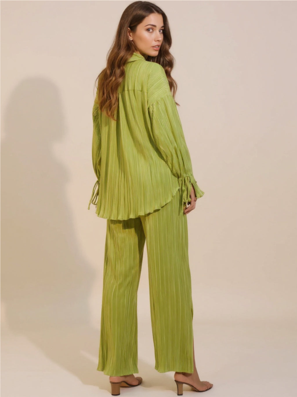 Button Up Long Sleeve Top & Pants Set