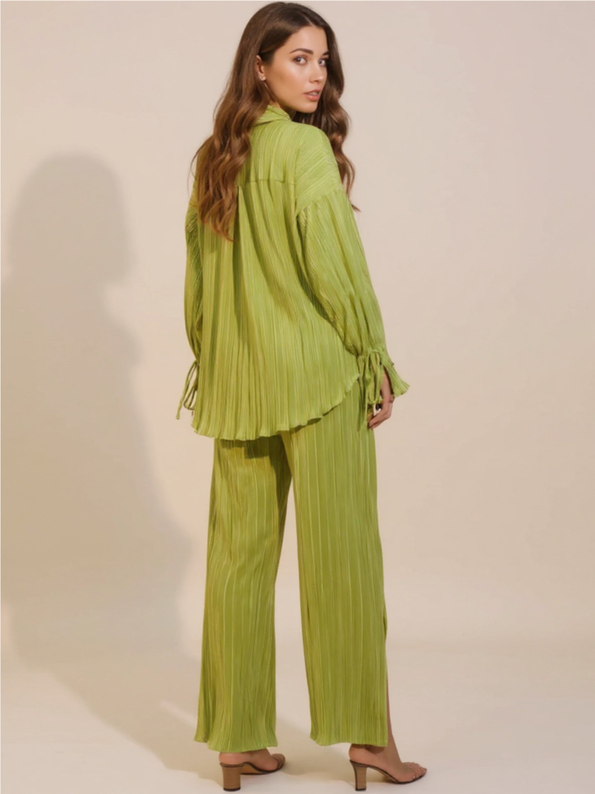 Button Up Long Sleeve Top & Pants Set