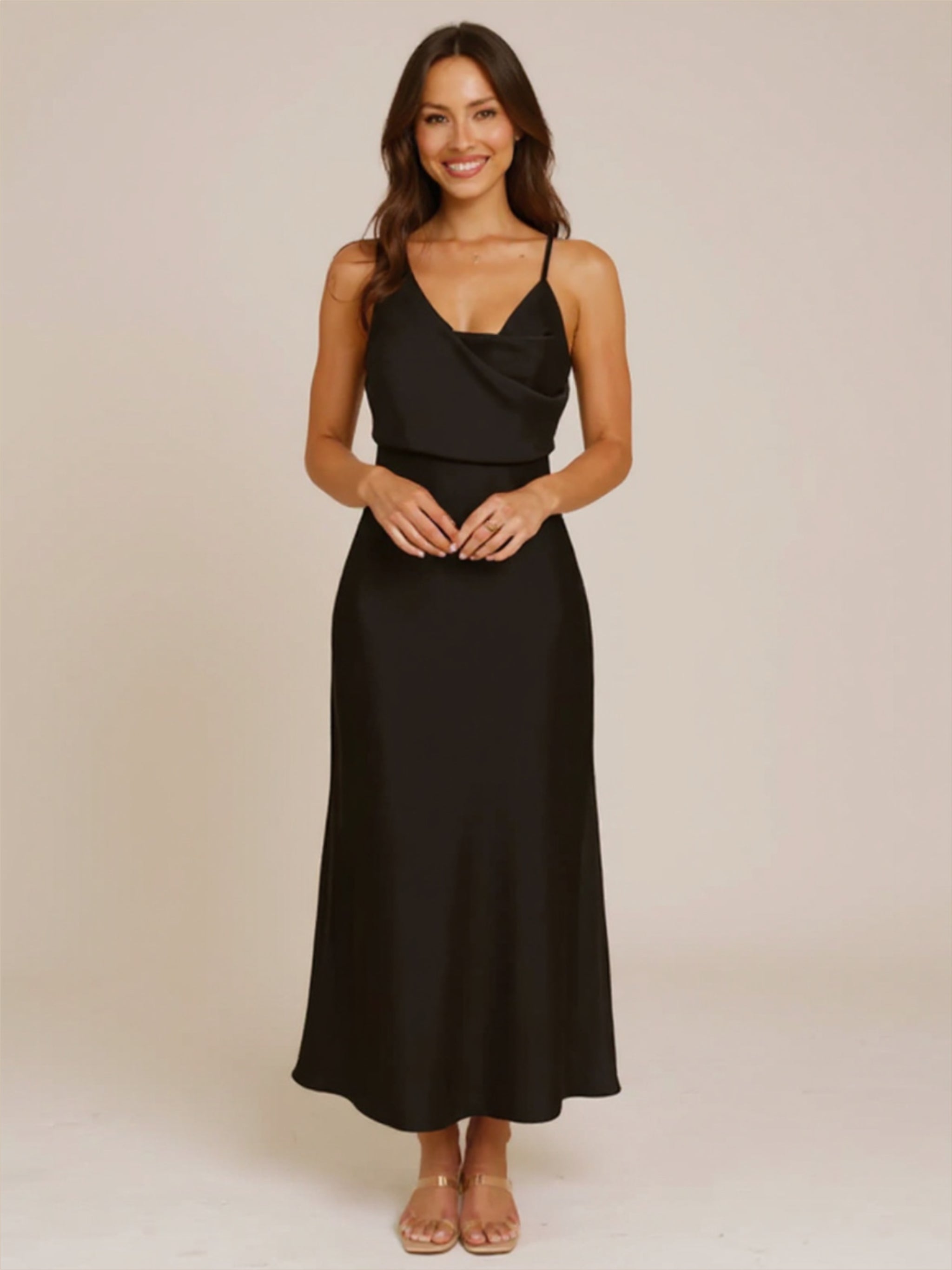 Satin Scoop Neck Dress