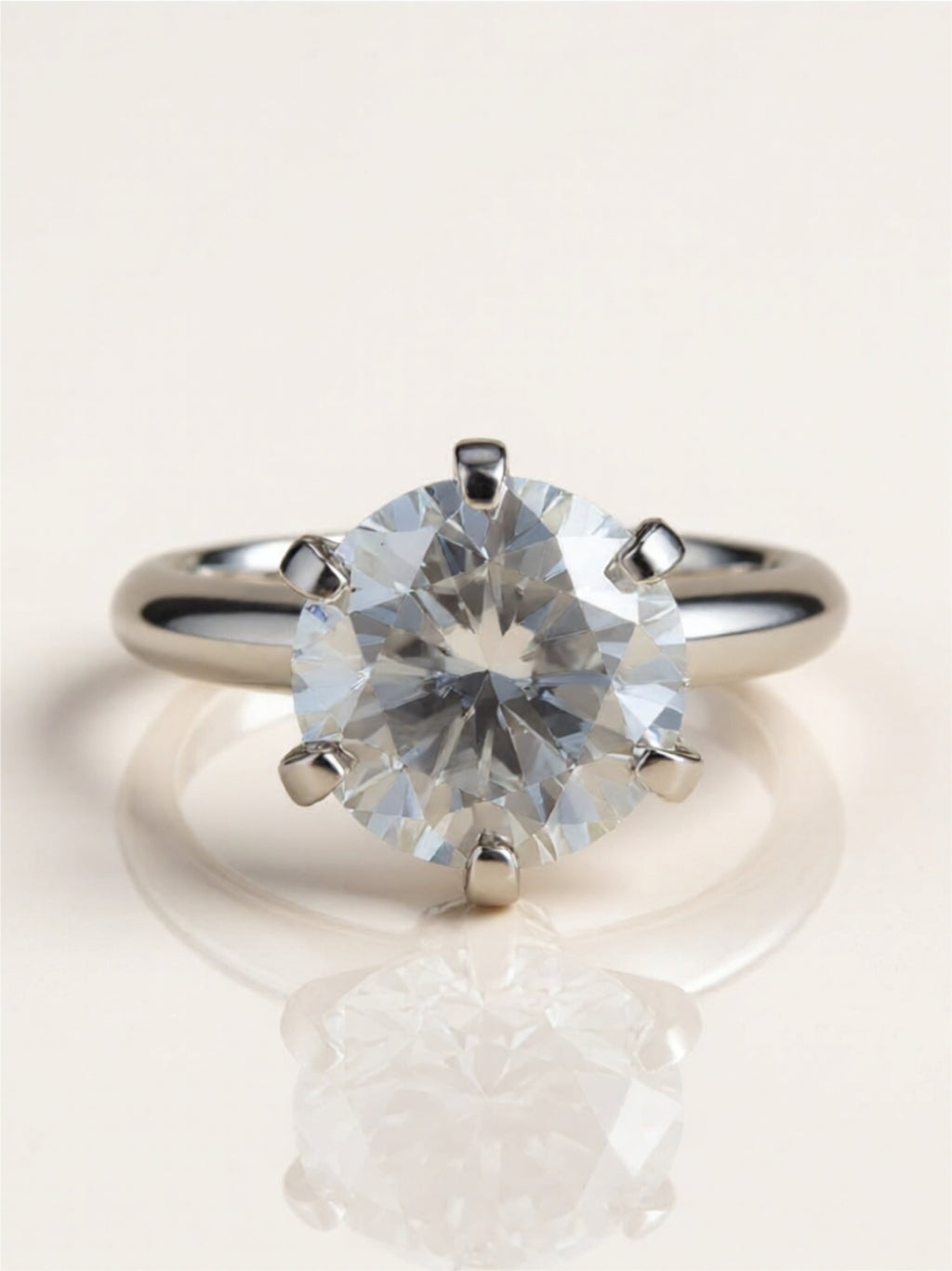 Sterling Silver Solitaire Ring with 5-Carat Moissanite