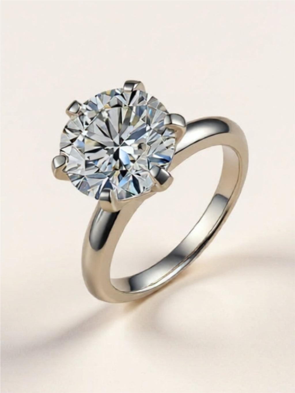 Sterling Silver Solitaire Ring with 5-Carat Moissanite