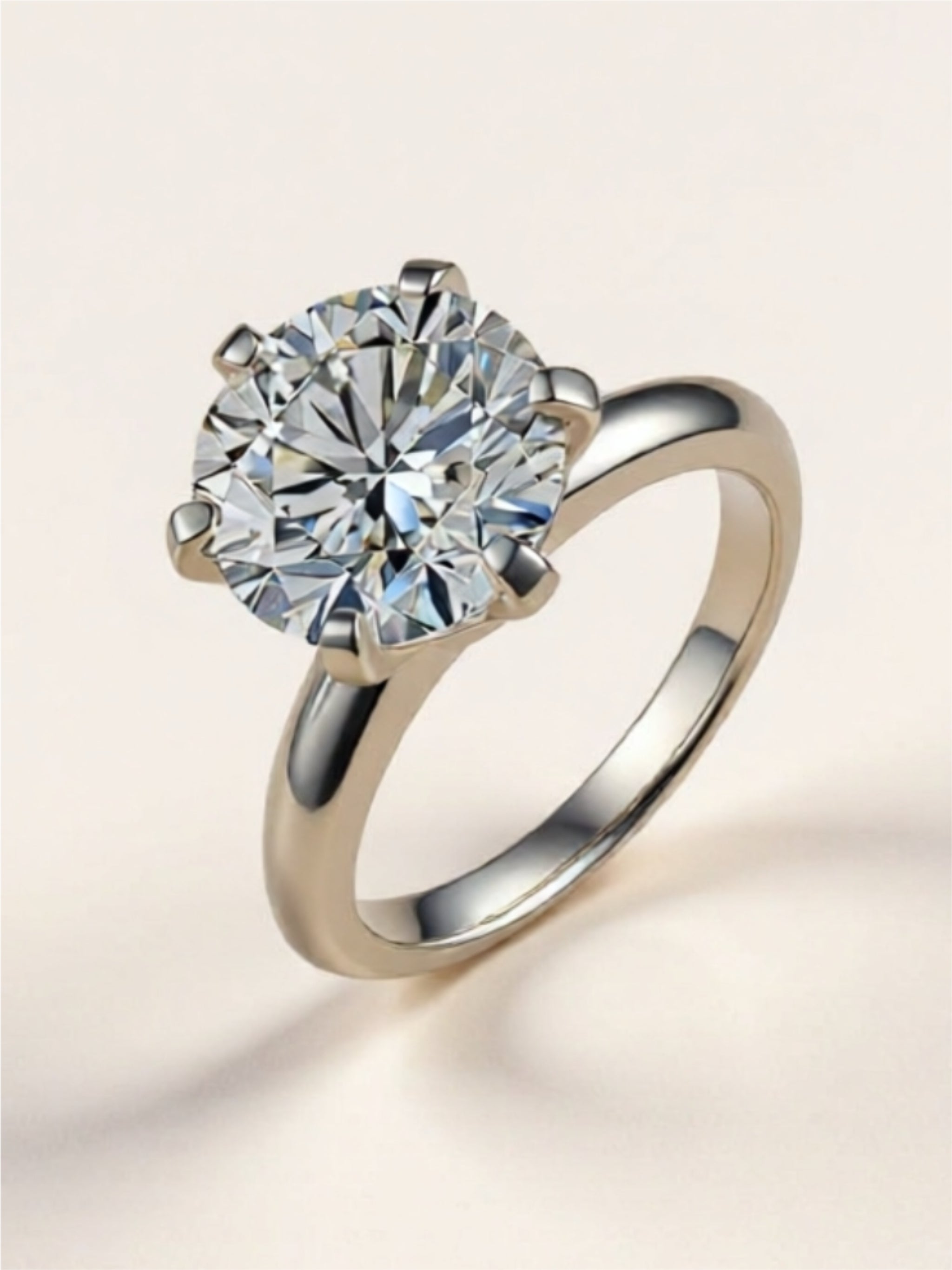 Sterling Silver Solitaire Ring with 5-Carat Moissanite