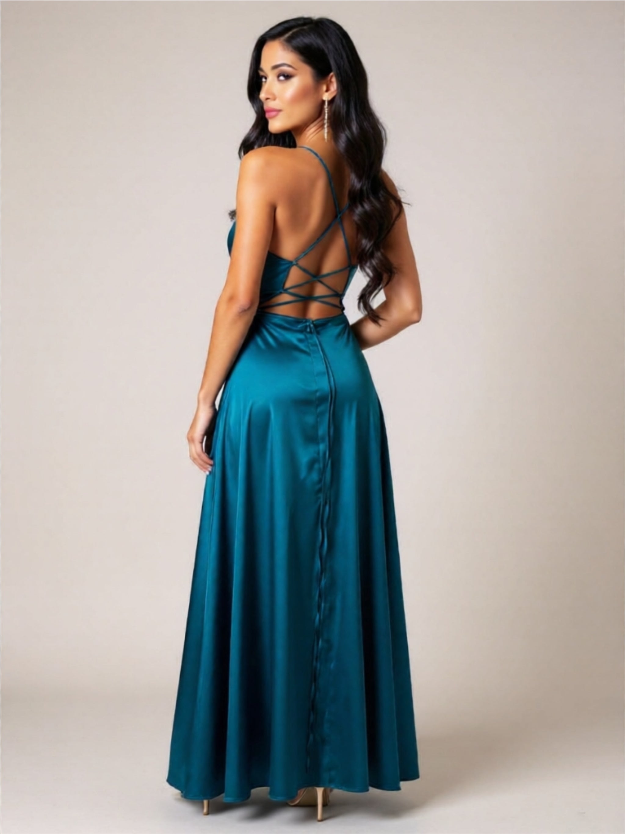Sexy Spaghetti Strap Maxi Dress – High Slit Evening Gown