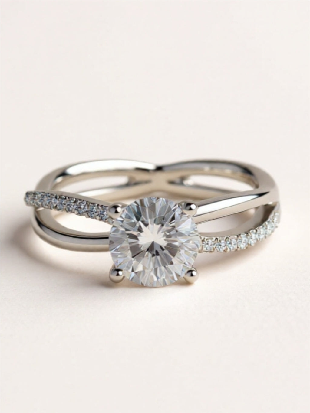 1 Carat Moissanite Crisscross 925 Sterling Silver Ring