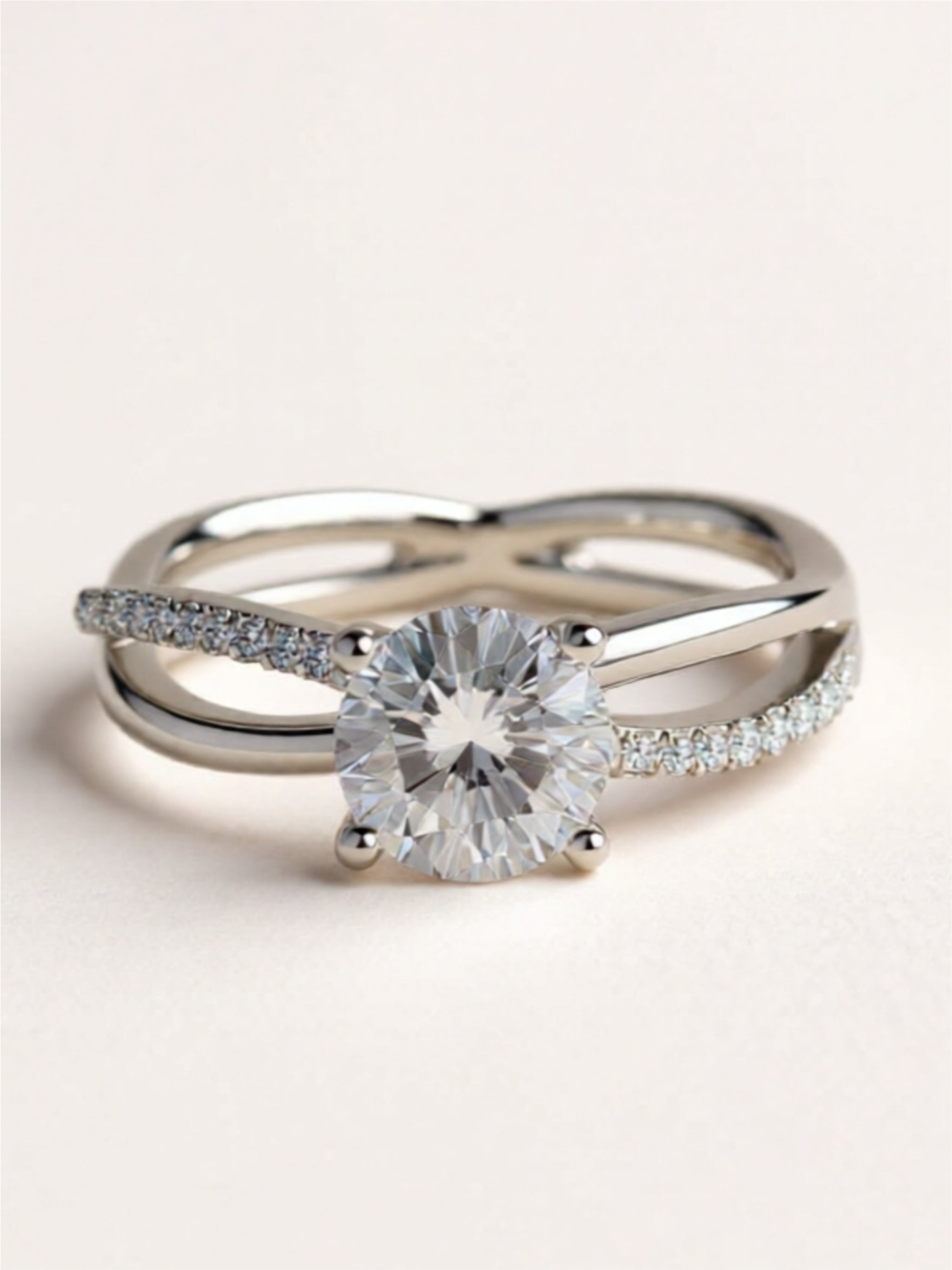 1 Carat Moissanite Crisscross 925 Sterling Silver Ring
