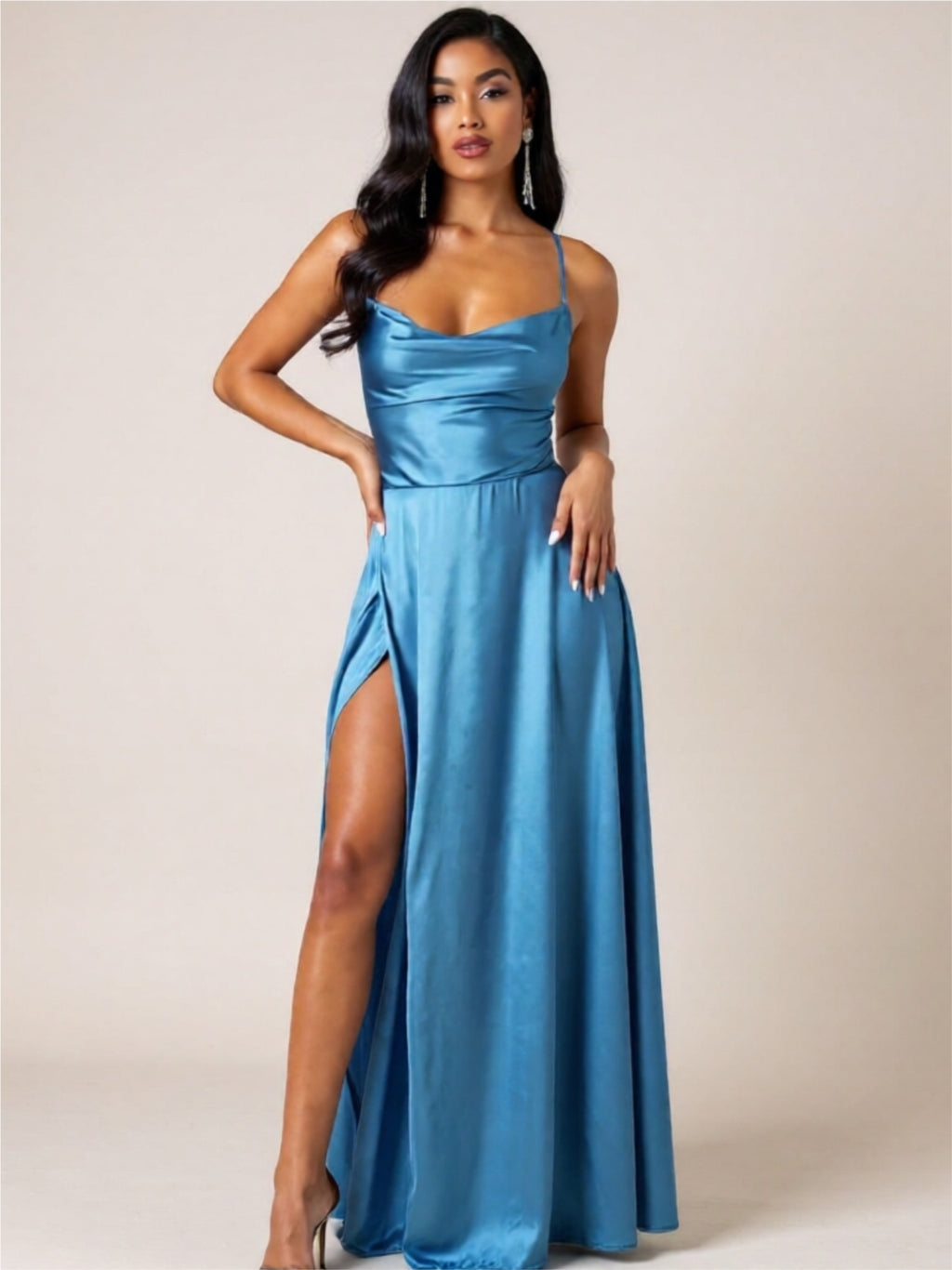 Sexy Spaghetti Strap Maxi Dress – High Slit Evening Gown
