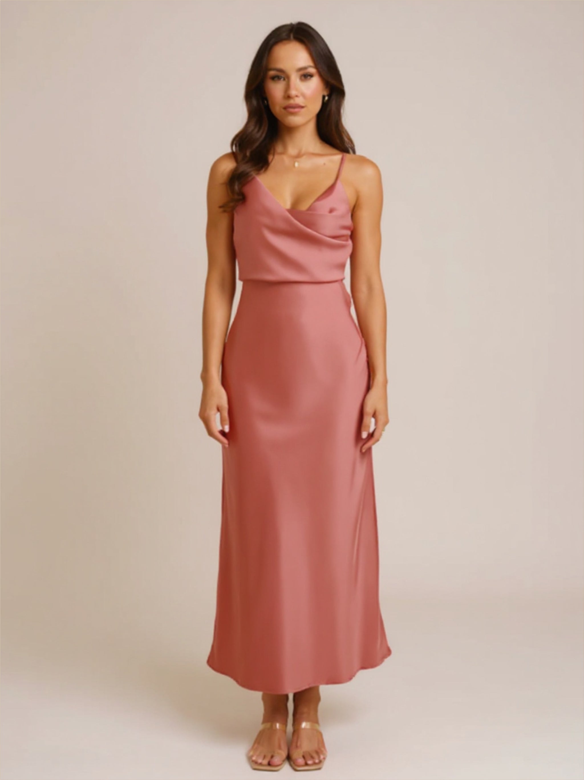 Satin Scoop Neck Dress