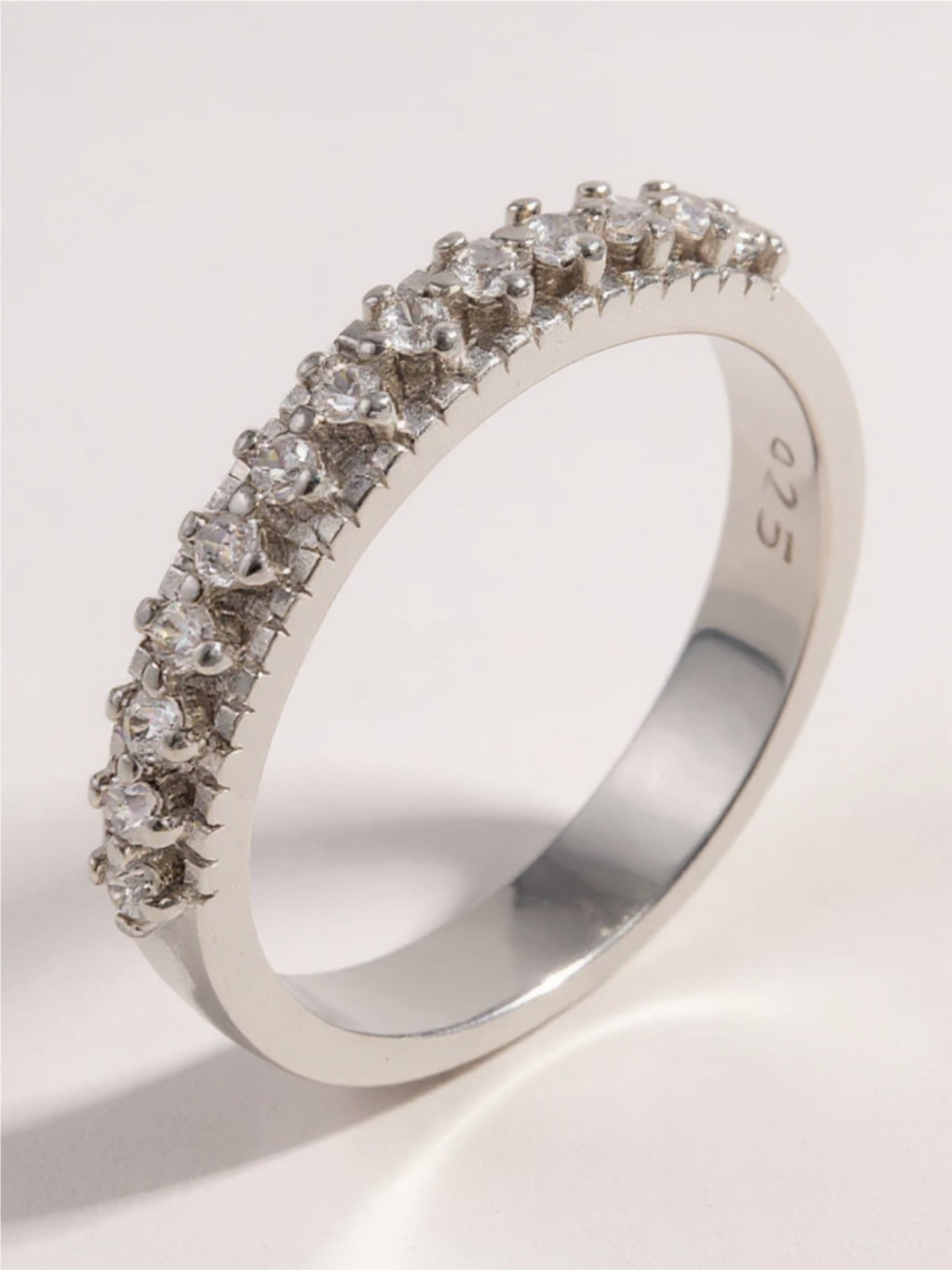 925 Sterling Silver Inlaid CZ Ring