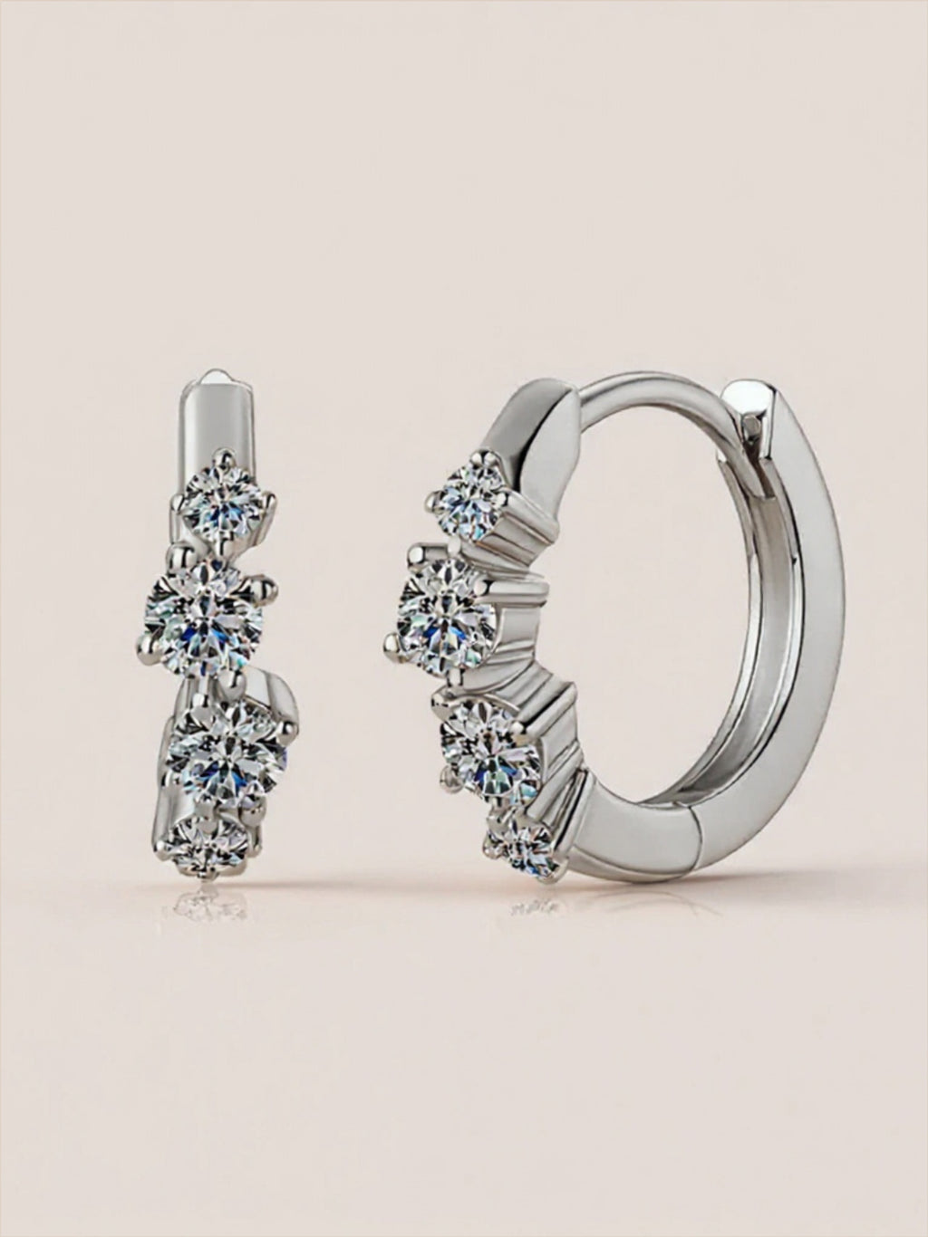 925 Sterling Silver Moissanite Huggie Earrings