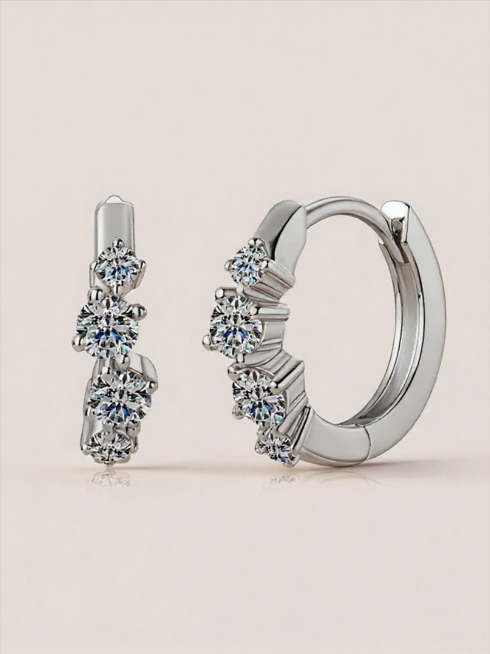 925 Sterling Silver Moissanite Huggie Earrings