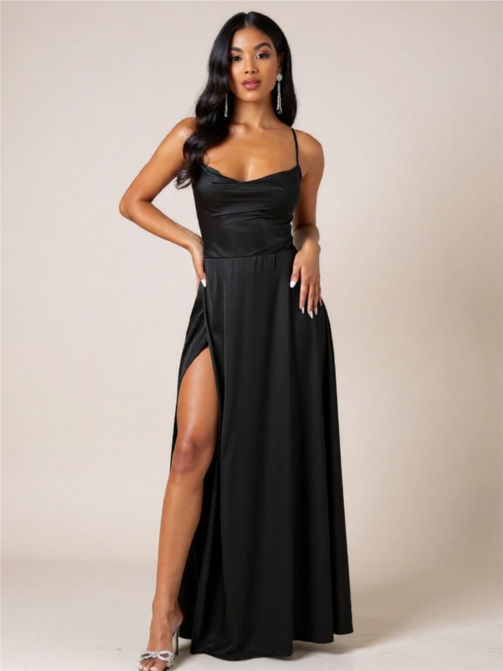 Sexy Spaghetti Strap Maxi Dress – High Slit Evening Gown